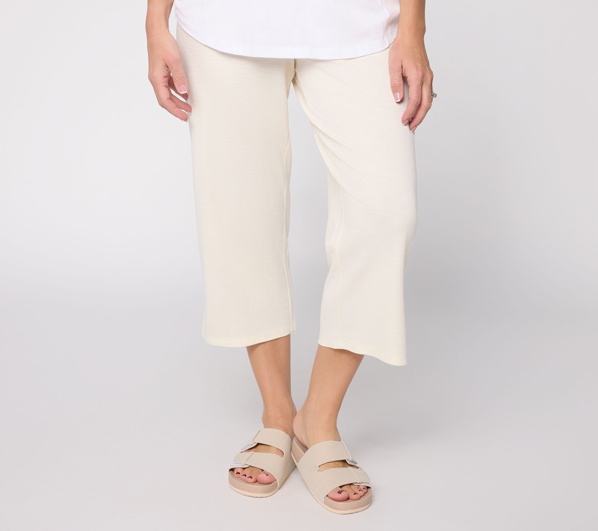 Anybody Petite Smooth Slub Knit Capri Pant with Side Slits