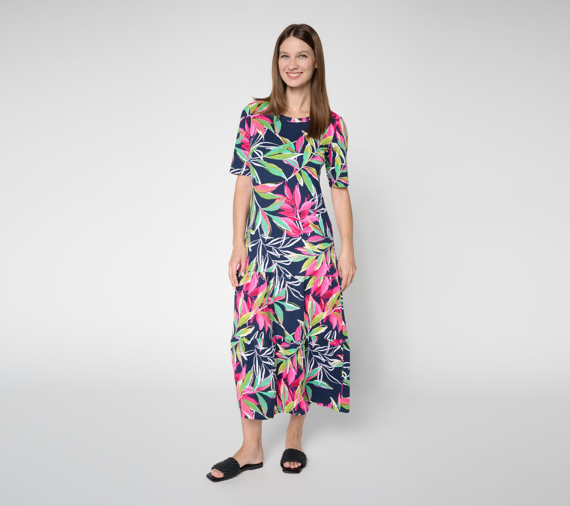 Cuddl Duds Flexwear Tiered Hem Maxi Dress