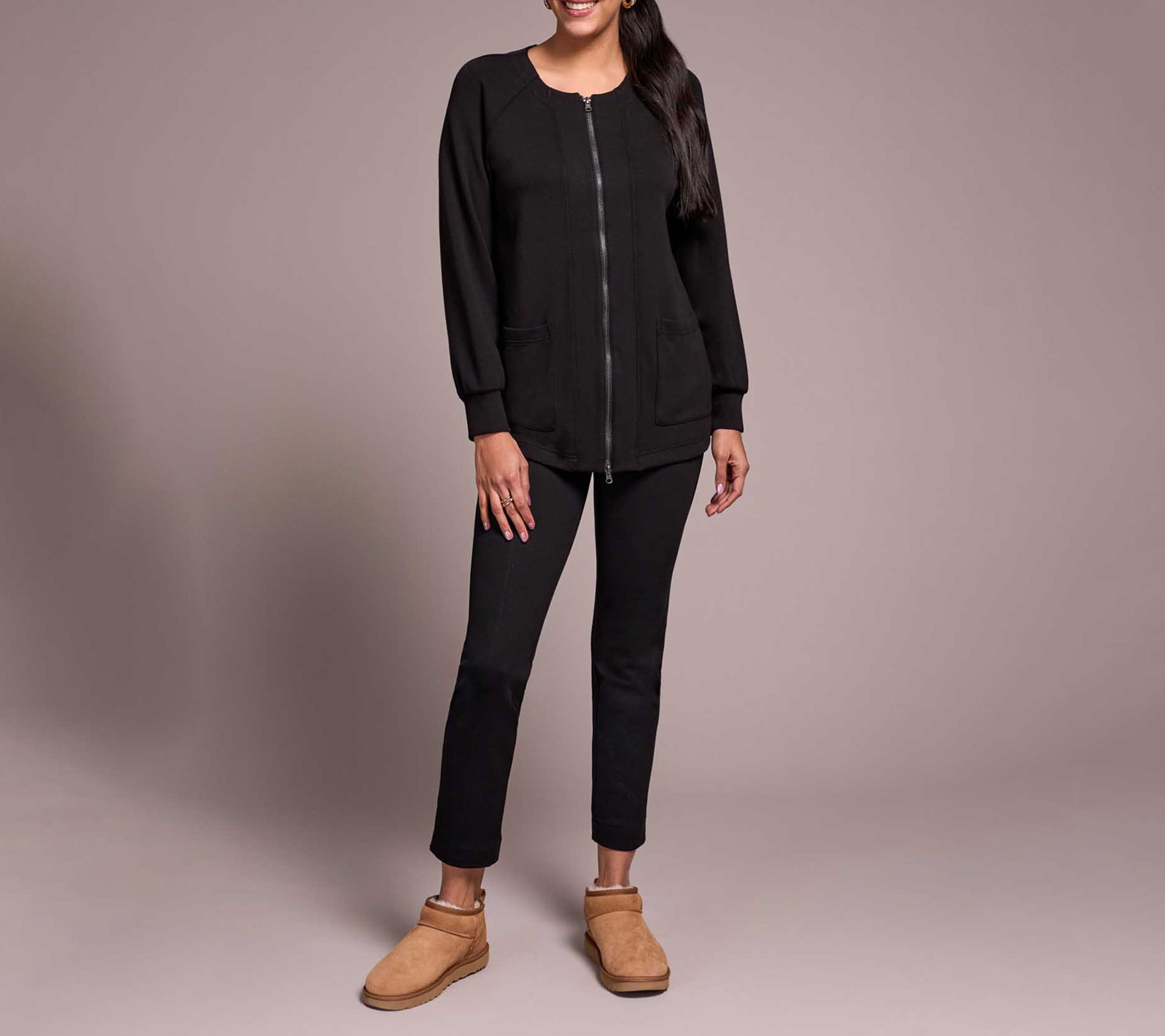 Tribal Techno Lux Two-Way Front Zipper Cardigan