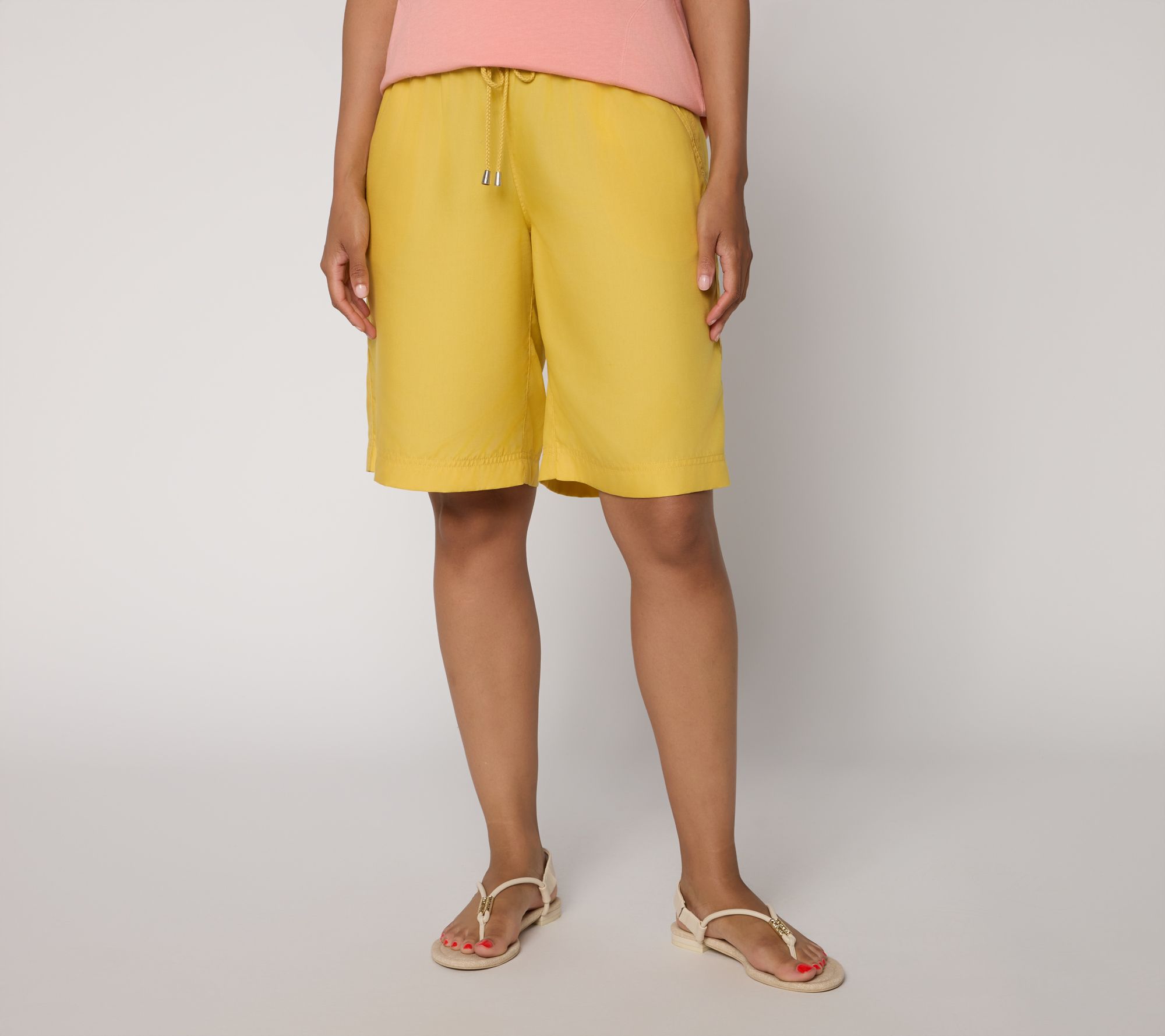 LOGO by Lori Goldstein Petite Pull On Long Shorts