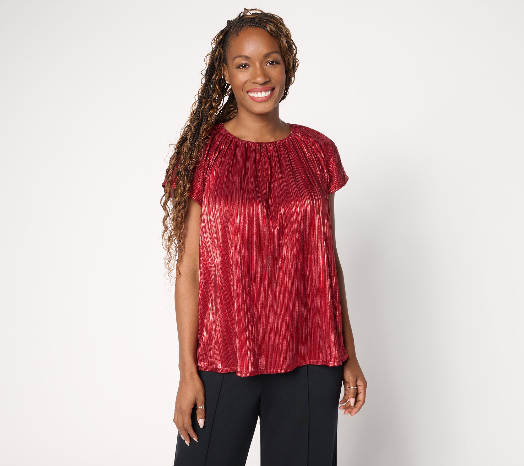 "As Is" Carla Rockmore Collection MetallicPleated Foil Top