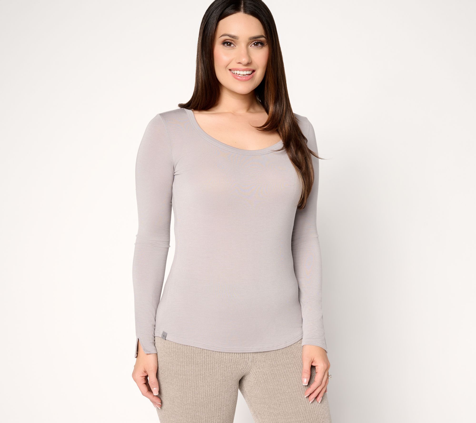 "As Is" Barefoot Dreams MC Modal Scoop Neck Long Sleeve Tee