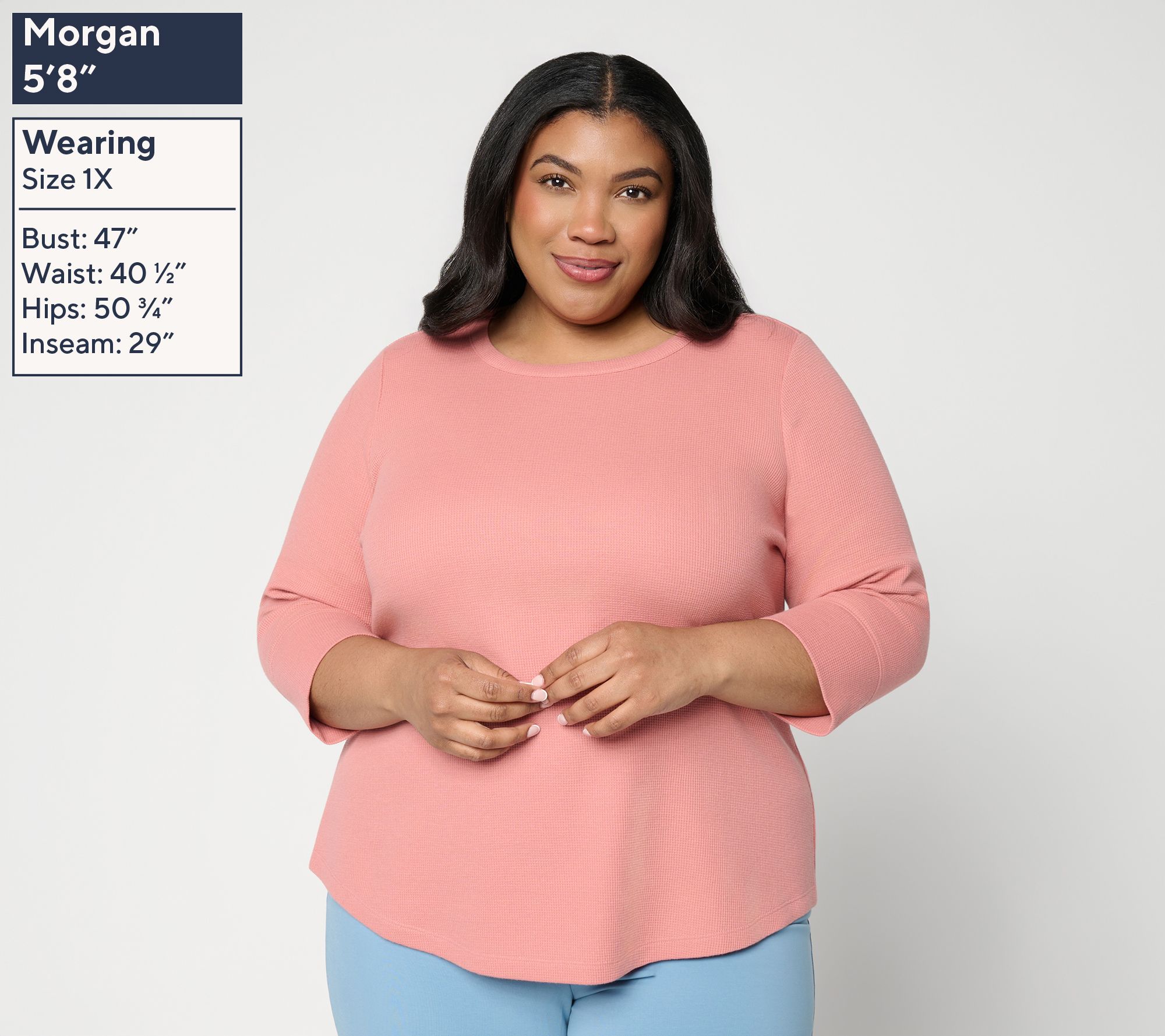 Denim & Co. Essentials Waffle Knit 2-Pack 3/4-Sleeve Tops - QVC.com