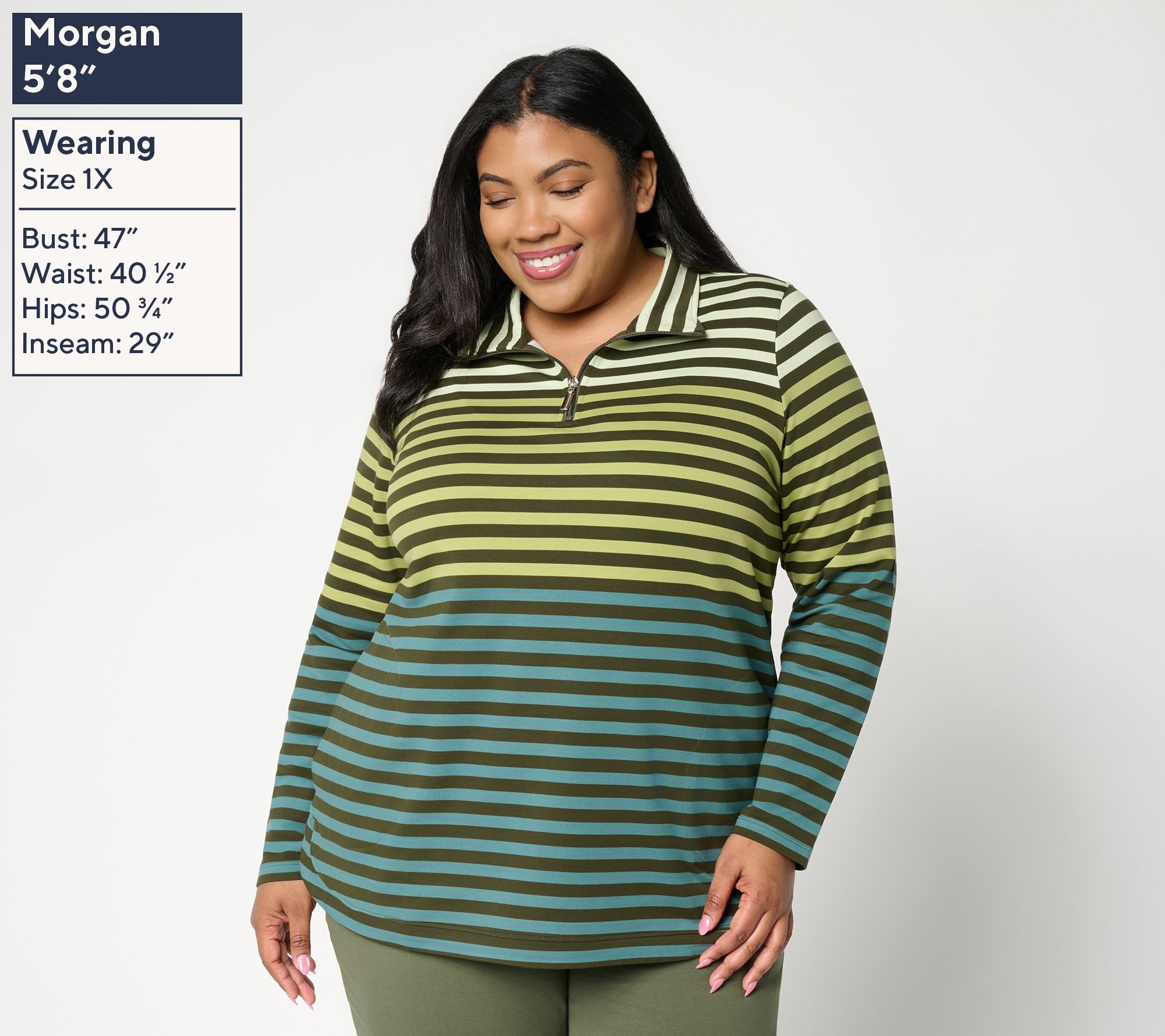 Denim & Co. Active Regular Striped French Terry Tunic - QVC.com