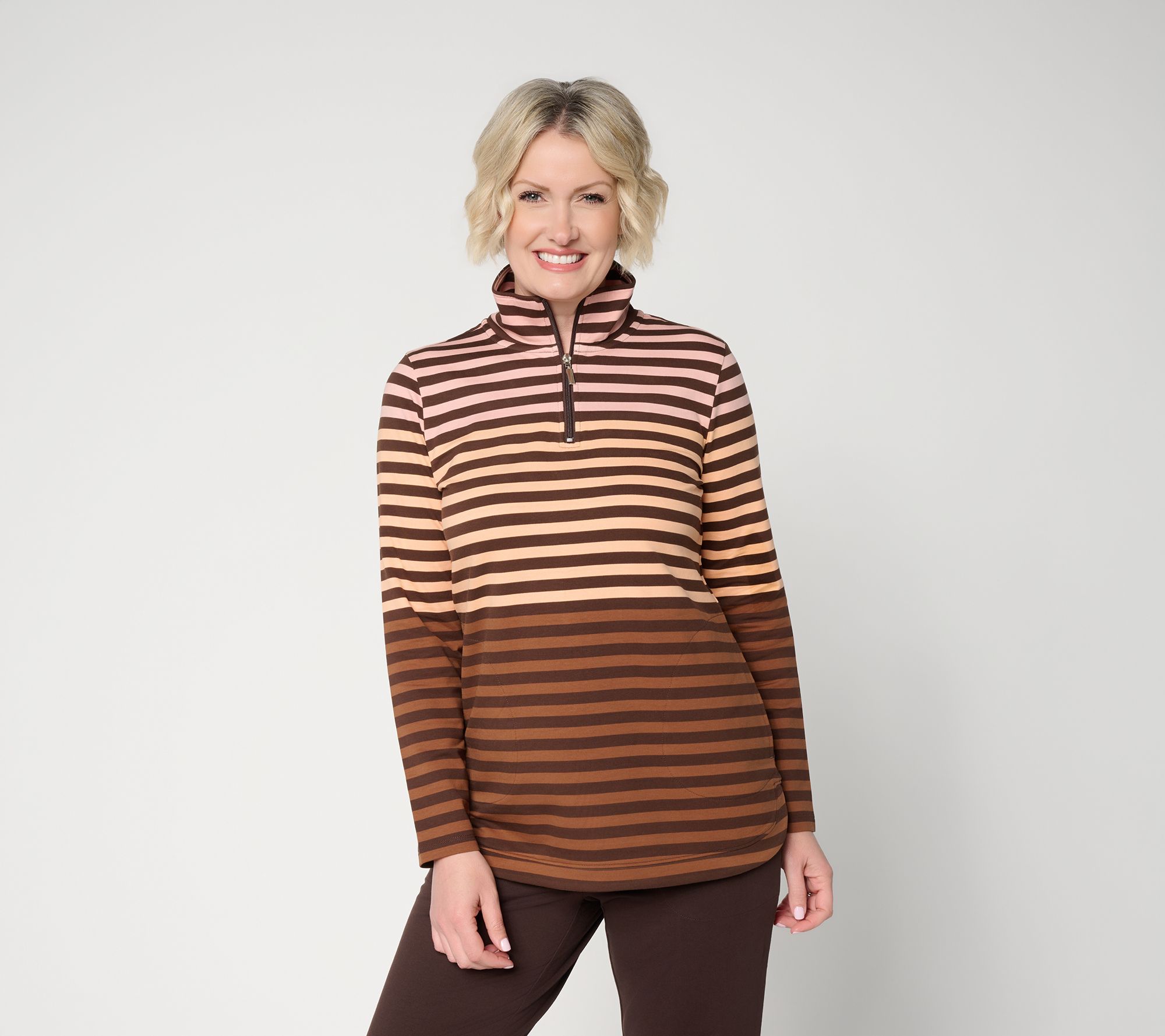 Denim & Co. Active Regular Striped French Terry Tunic