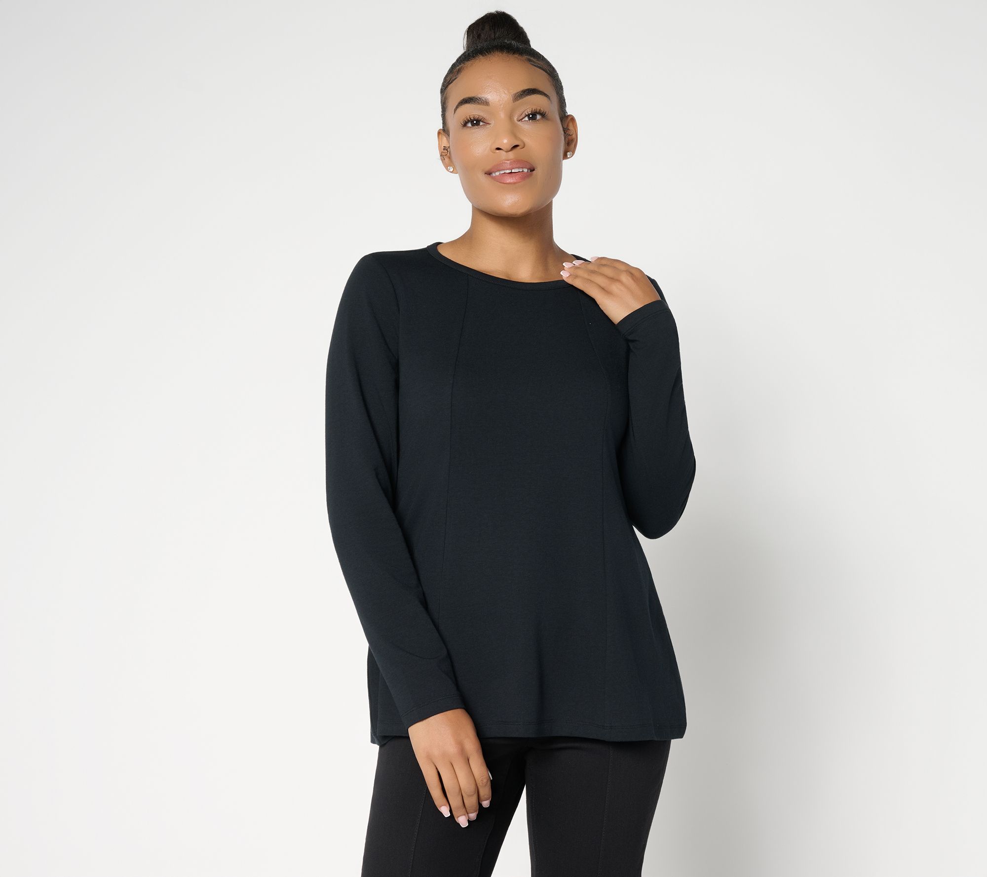 "As Is" Denim & Co. Essentials Favorite Jersey Fit and Flare Top