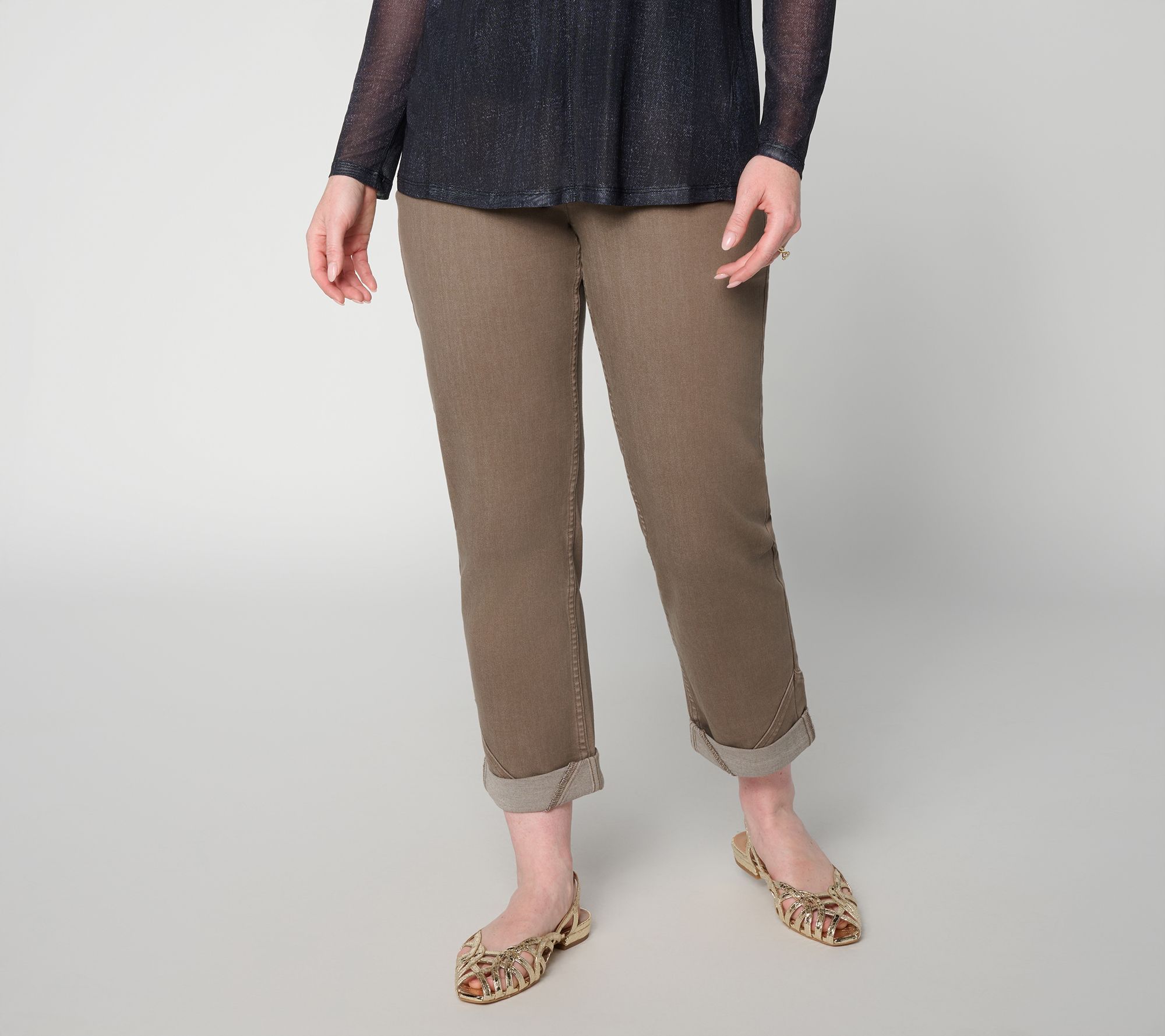 LOGO by Lori Goldstein Petite Color Boyfriend Ankle Jean w/ Seams