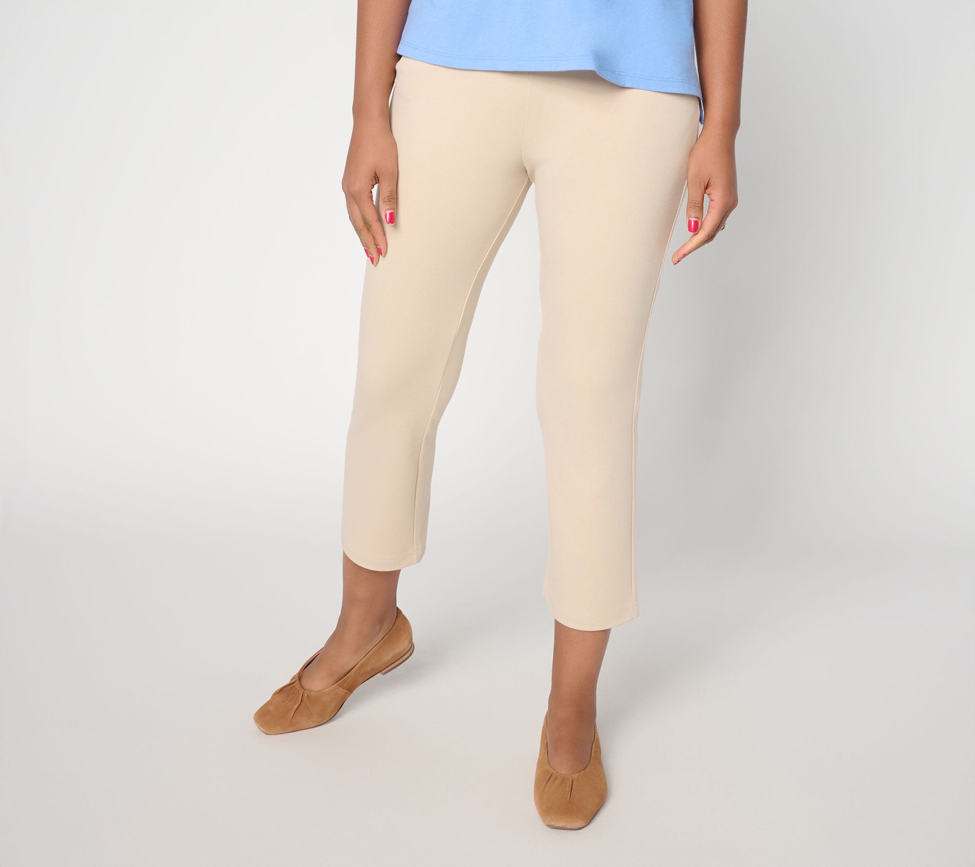 "As Is" Joan Rivers Regular Gingham or Solid Flare Ponte Pants