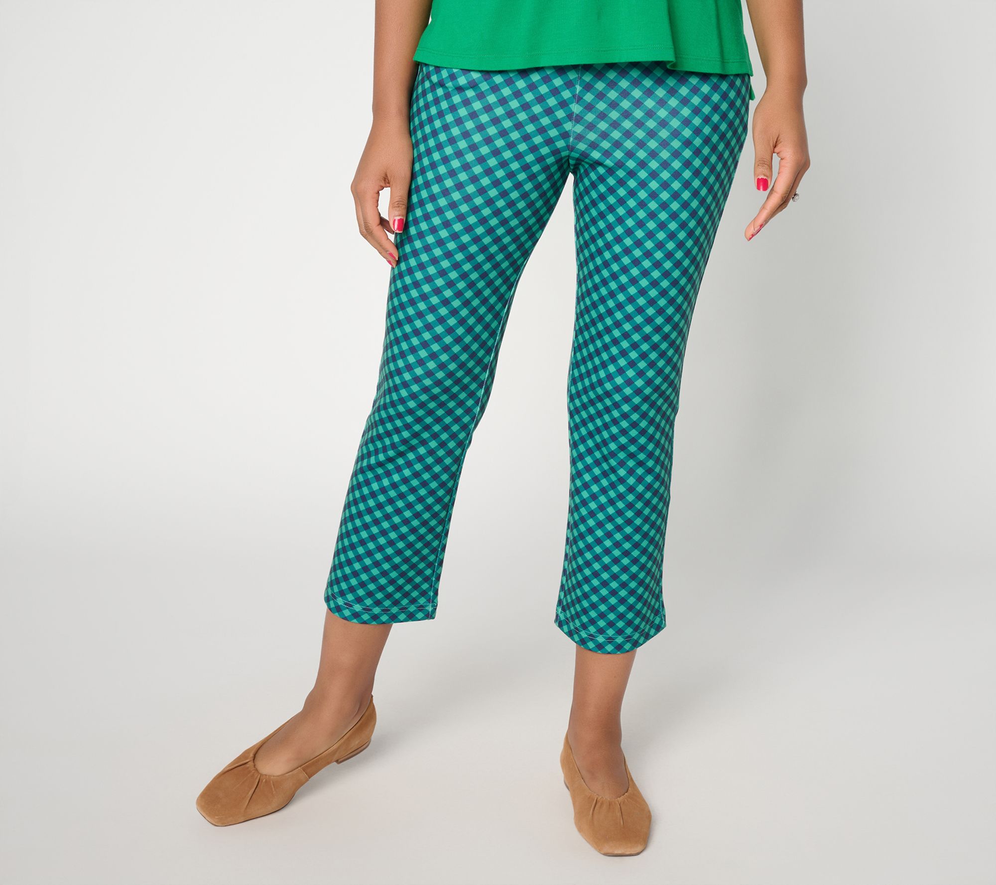 "As Is" Joan Rivers Regular Gingham or Solid Flare Ponte Pants