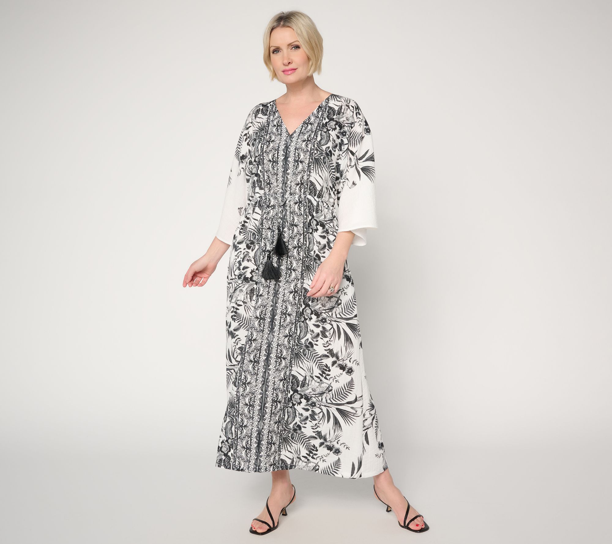 "As Is" Dennis Basso Petite Printed Kaftan Dress