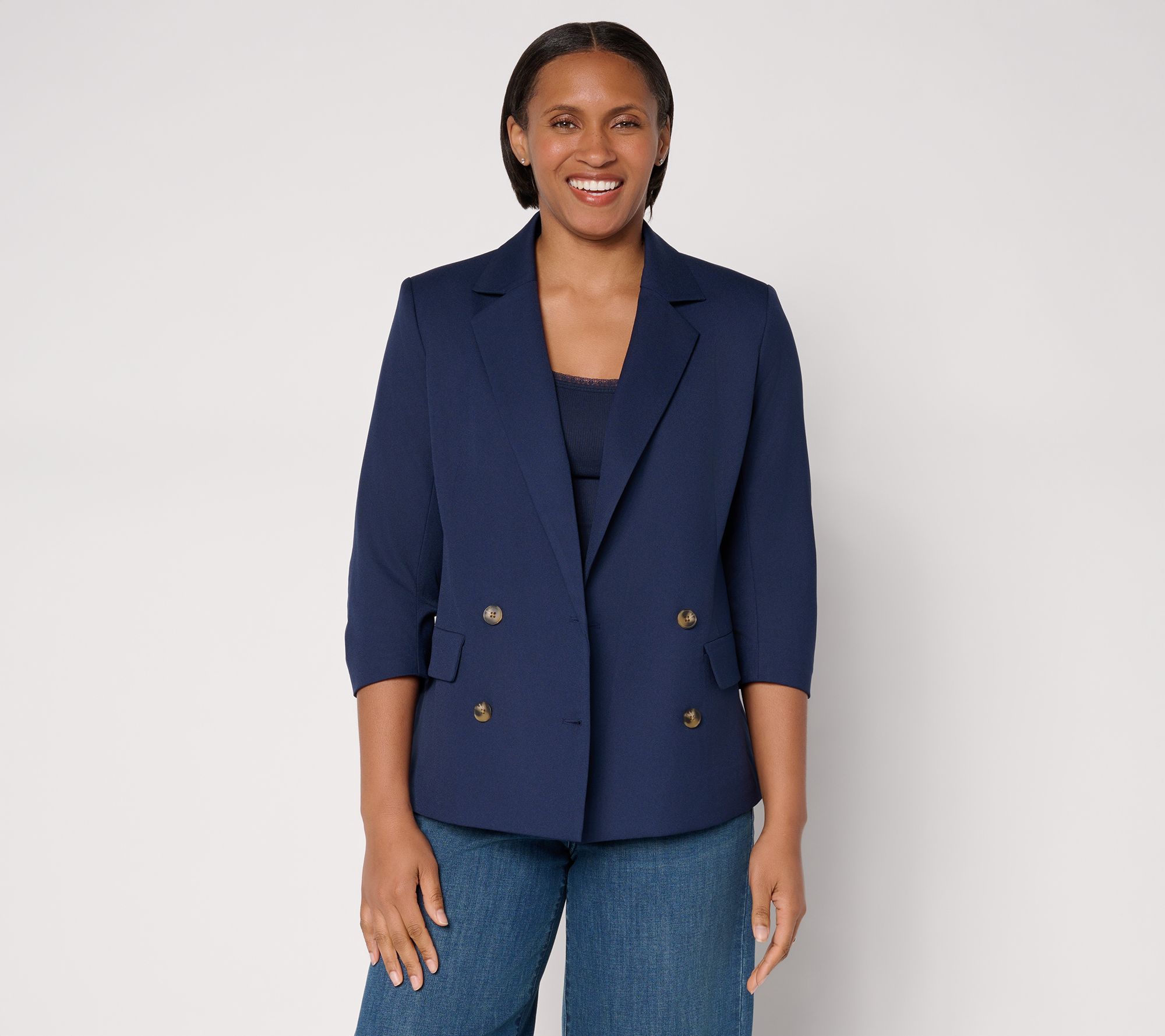 "As Is" Studio Park x Amy Stran Ruched 3/4 Sleeve Blazer