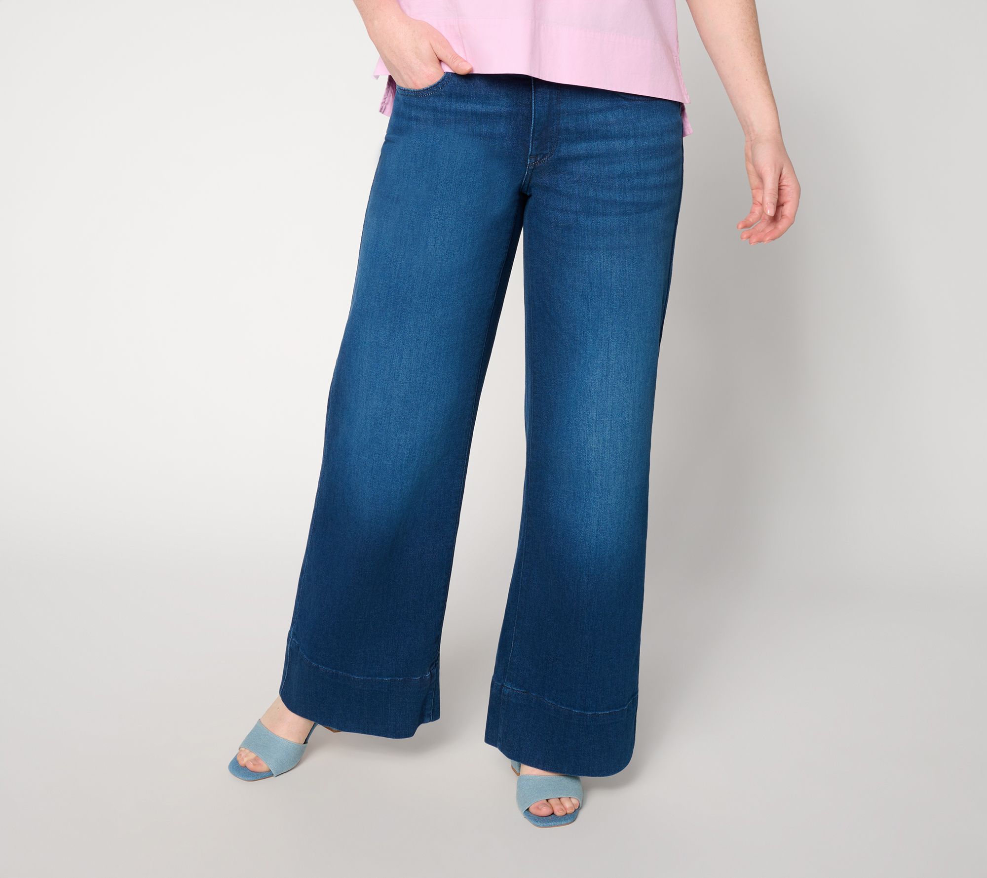 "As Is" NYDJ Teresa Petite Wide Leg Jean with Wide Waistband & Hem