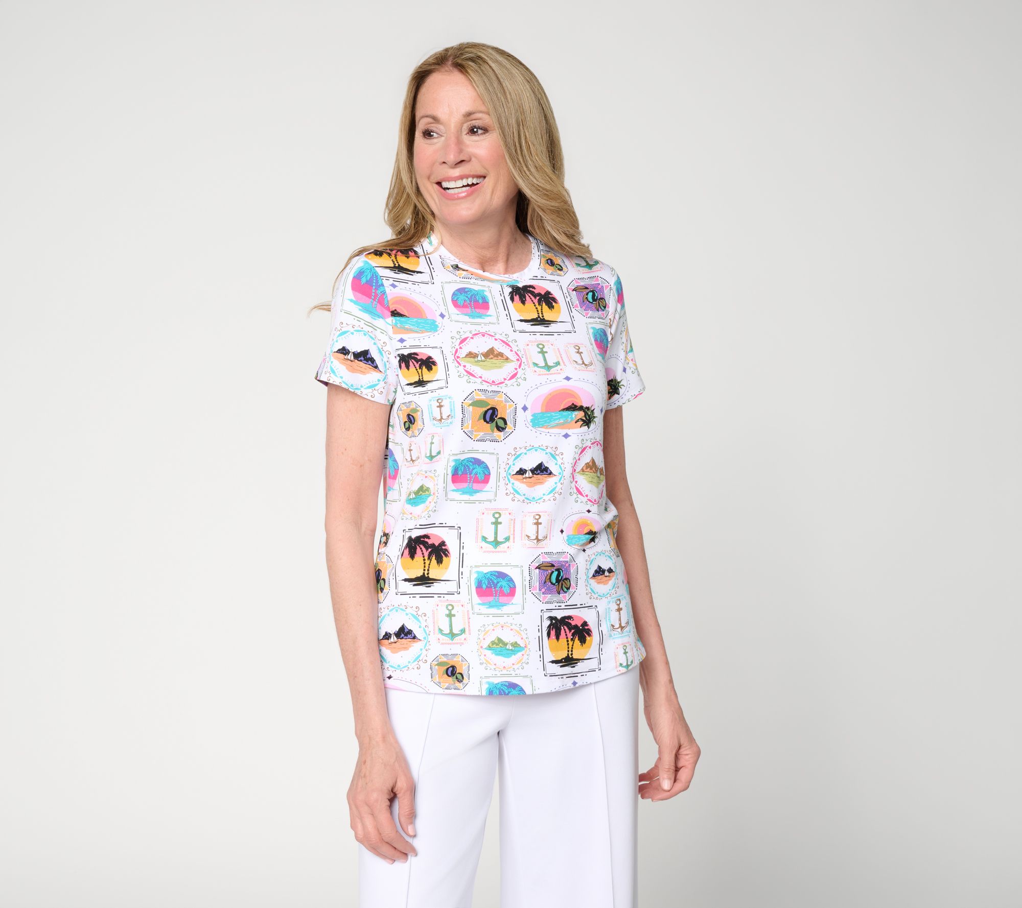 "As Is" nicole by Nicole Miller Luxe Modal Short Slv Sparkle Tee