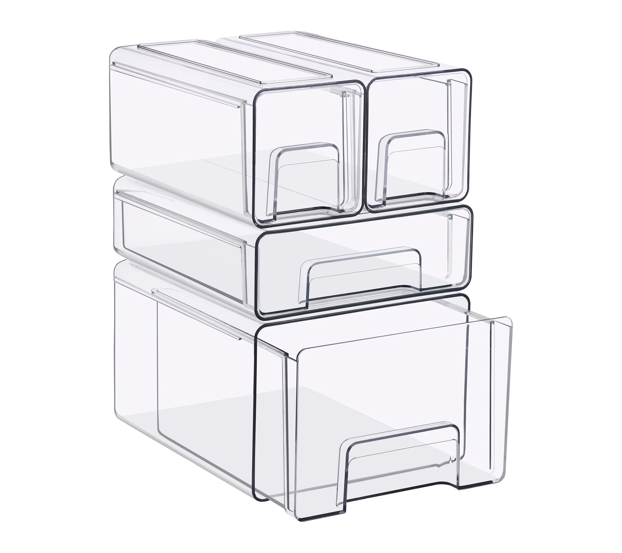 Sorbus Clear Stackable Storage Drawers with Handle - Set of 4