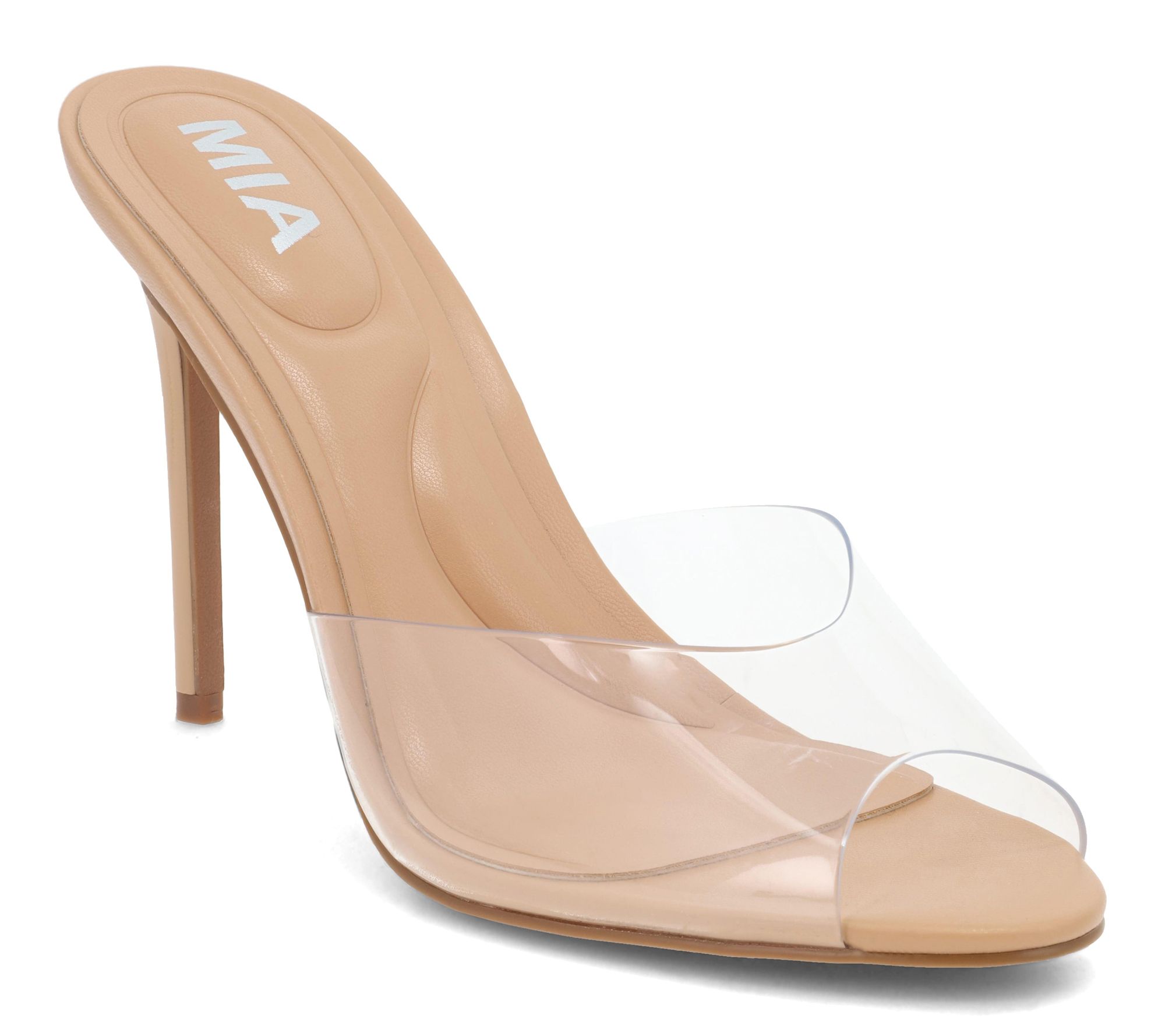 MIA Women's Gwyneth Peep Toe Stiletto Heel Mules