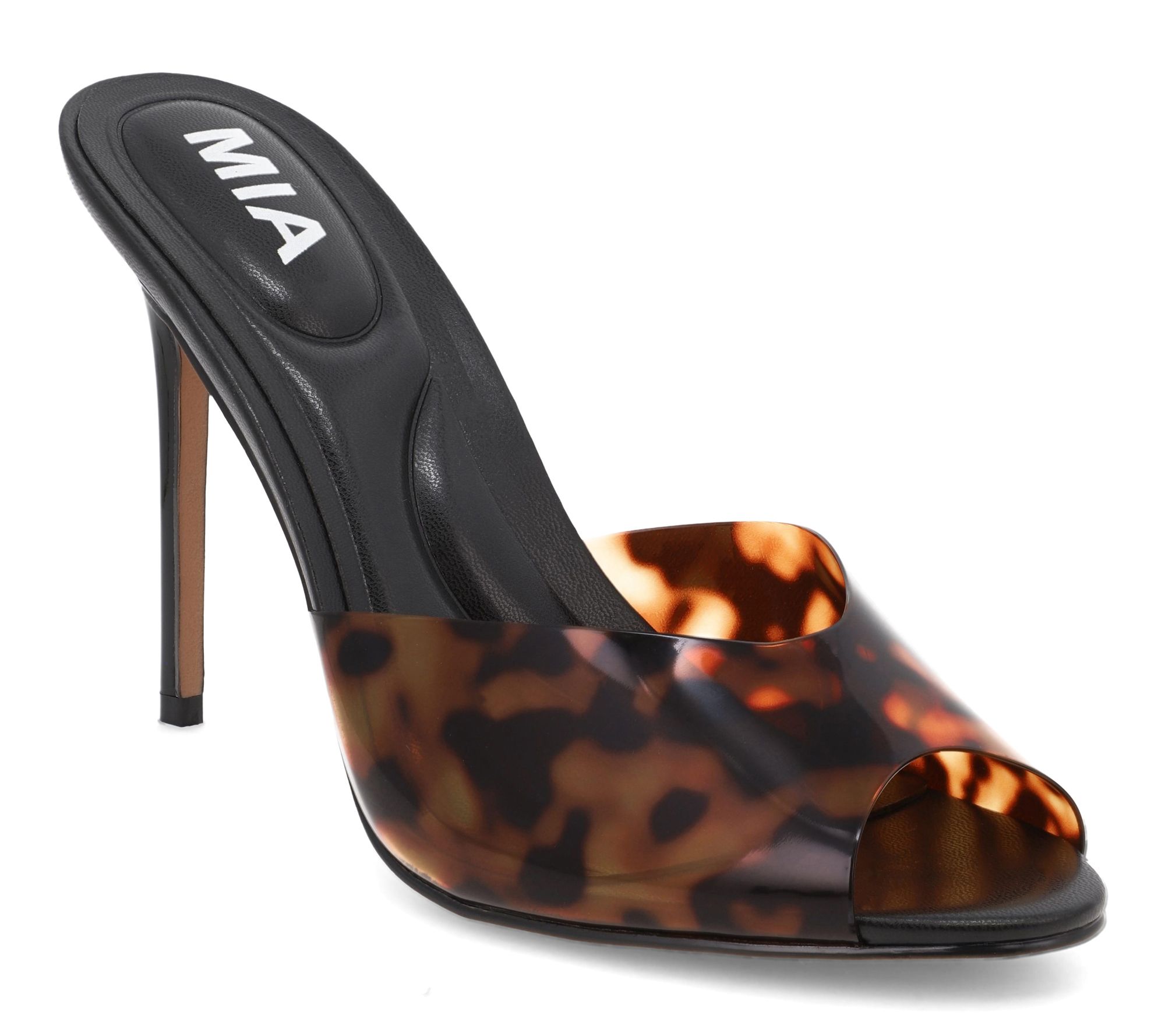 MIA Women's Gwyneth Peep Toe Stiletto Heel Mules