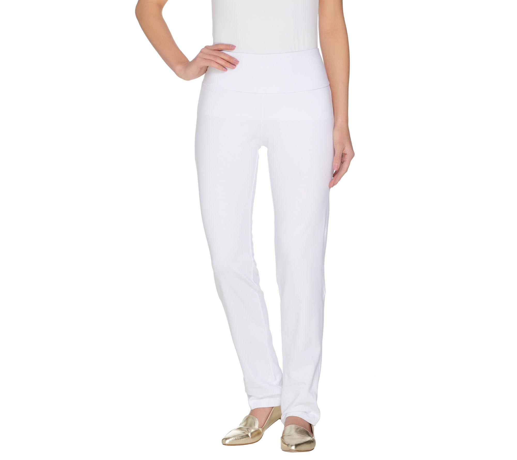 Women with Control Tall Slim leg Pull-On Pants Tummy Winter White M NEW A225791 