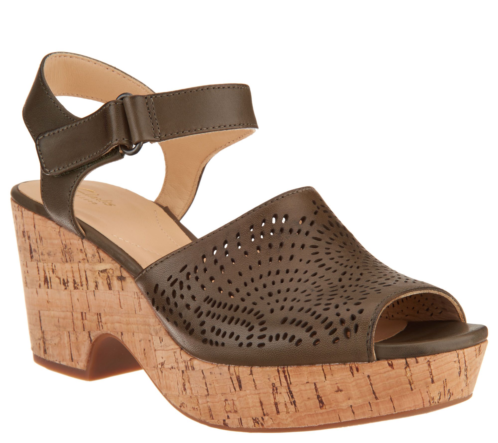 clarks wedge sandals qvc