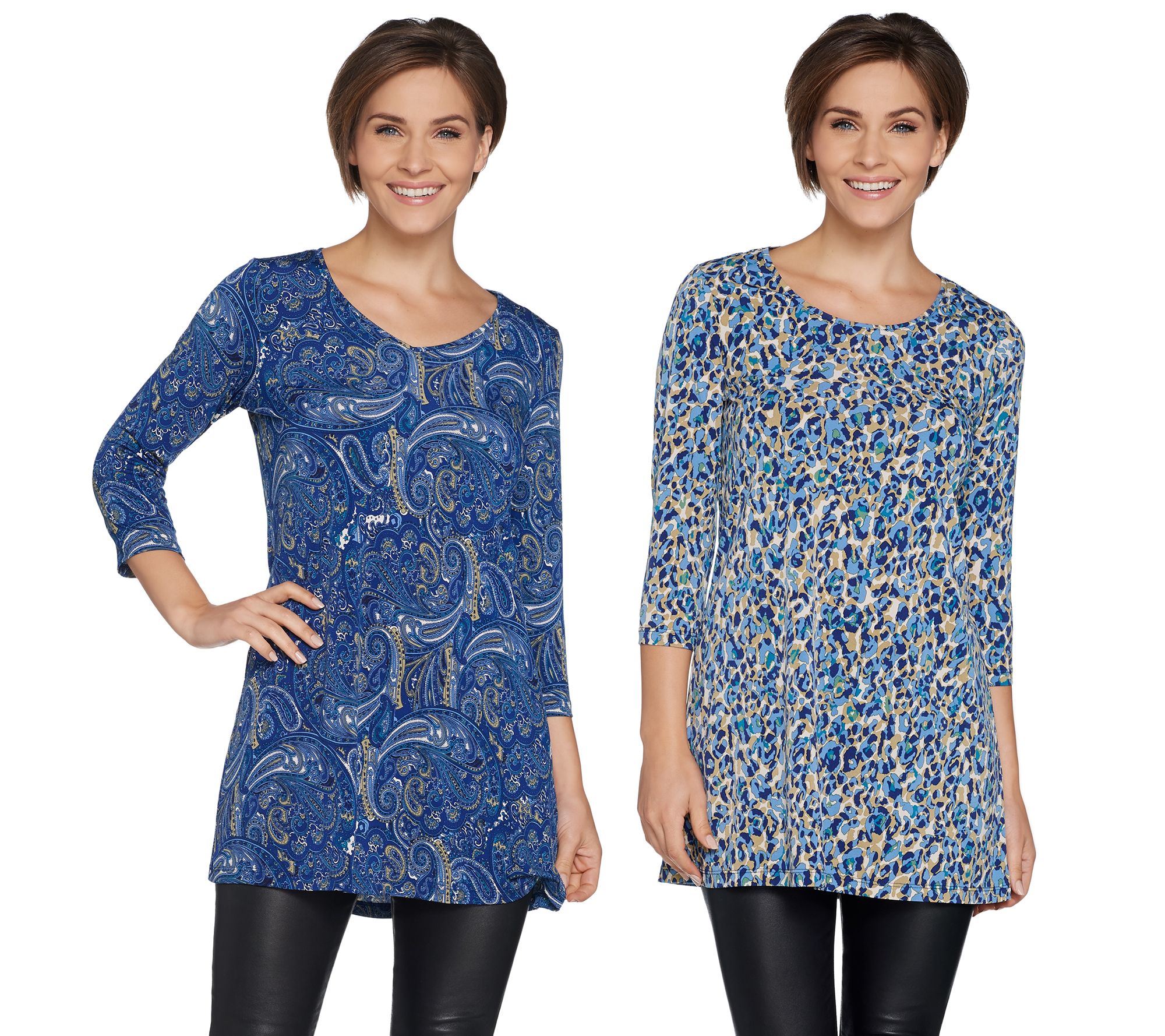 "As Is" Susan Graver Set of 2 Printed Liquid Knit Tunics