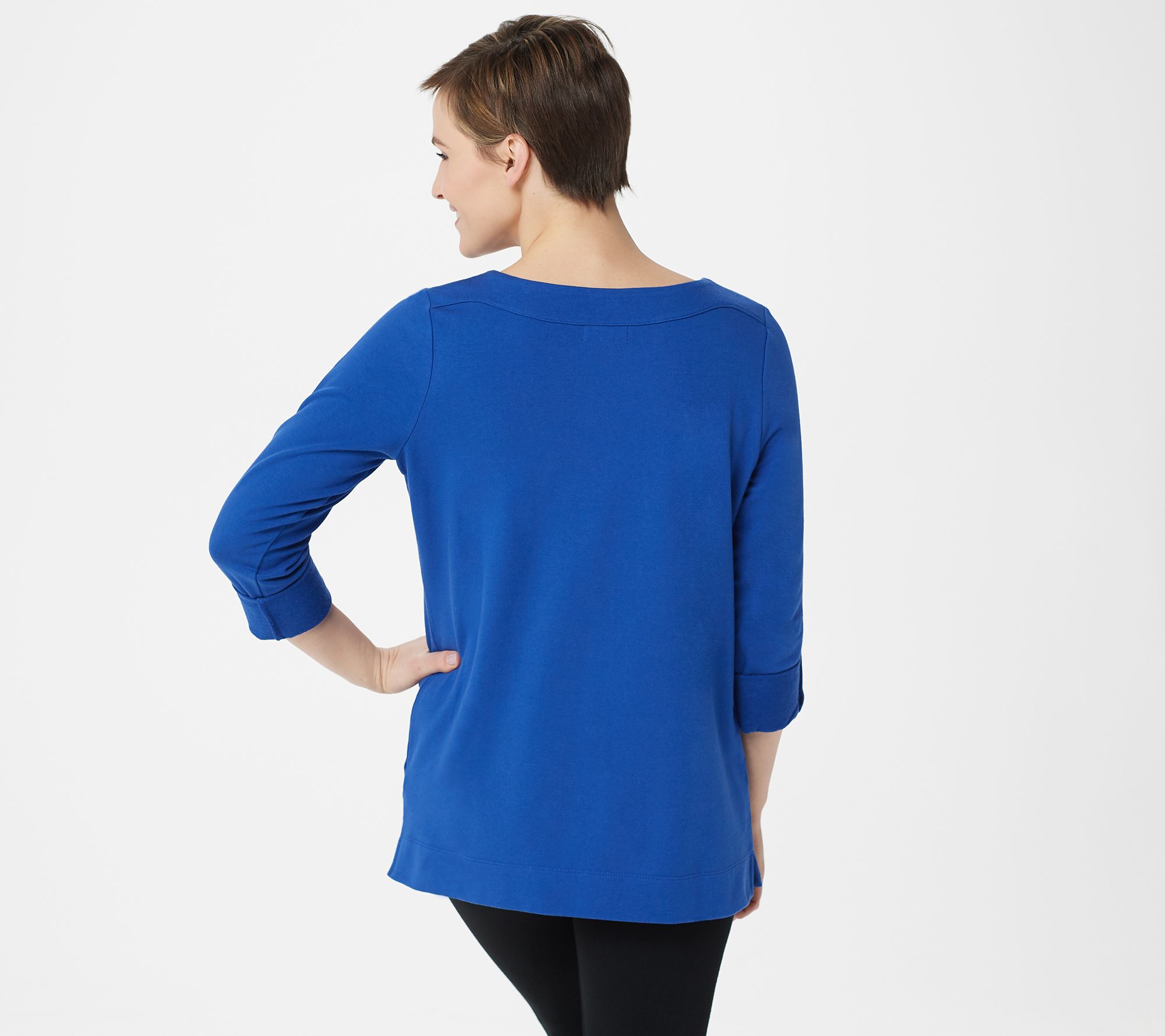 Denim & Co. Active Petite French Terry 3/4- Sleeve Tunic - QVC.com