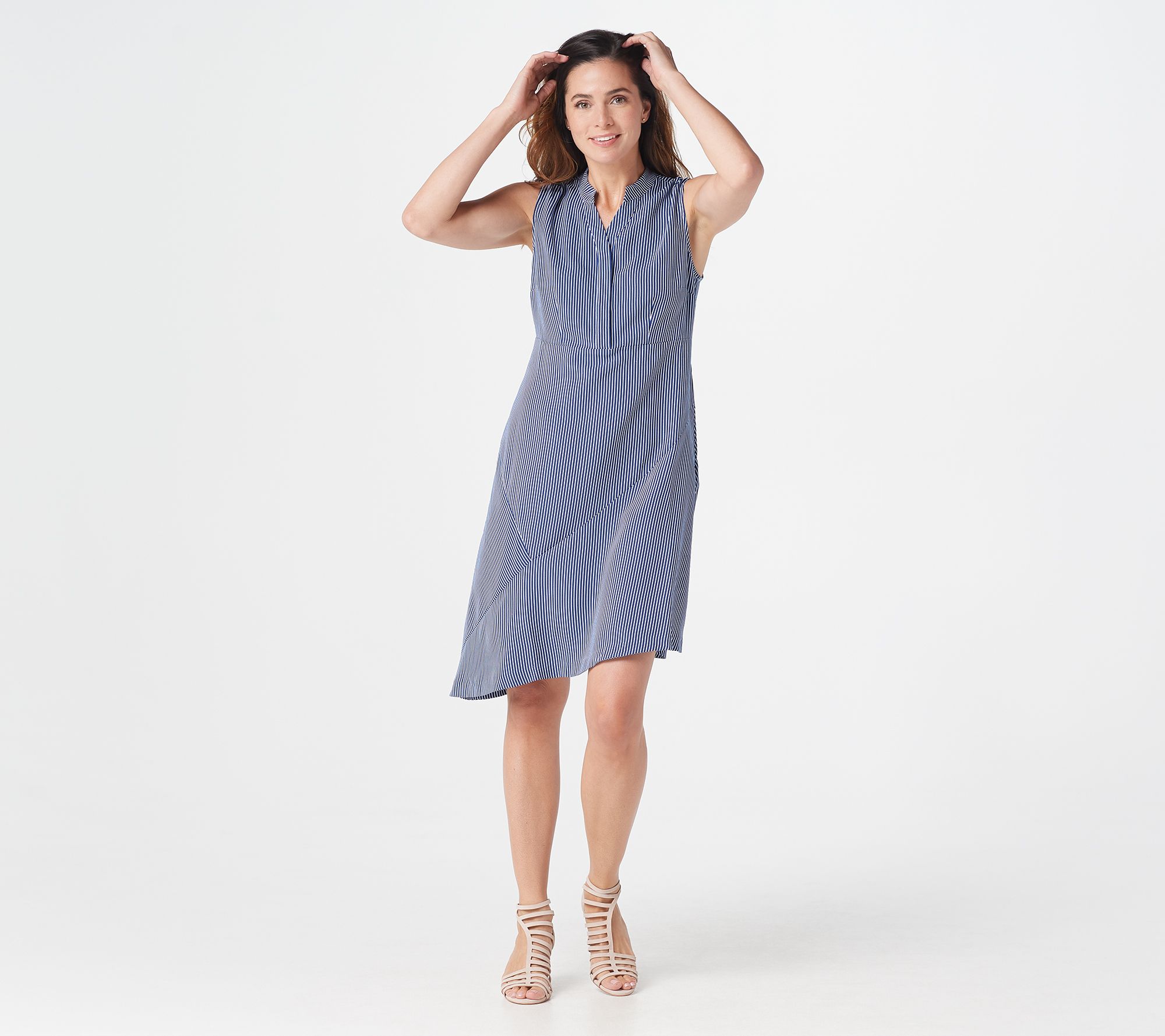 Elizabeth & Clarke Sleeveless Striped Dress with StainTech