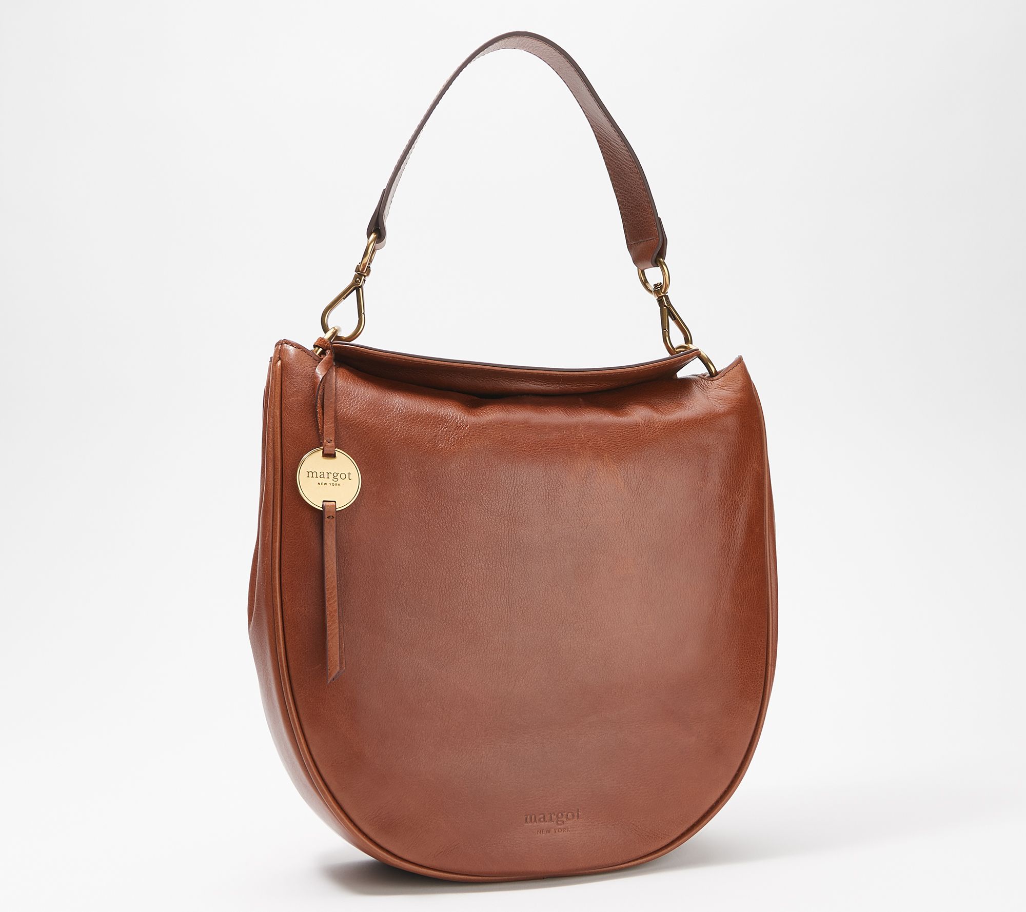 Margot New York Brown Leather Zip Top Crossbody Bag - Same Day Shipping!