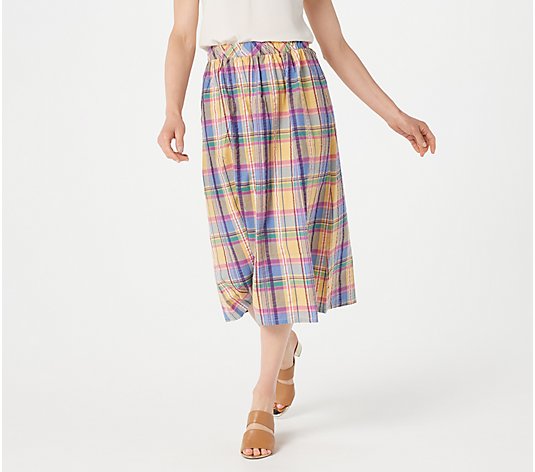 Joan Rivers Regular Madras Plaid Midi Skirt Midi Skirt