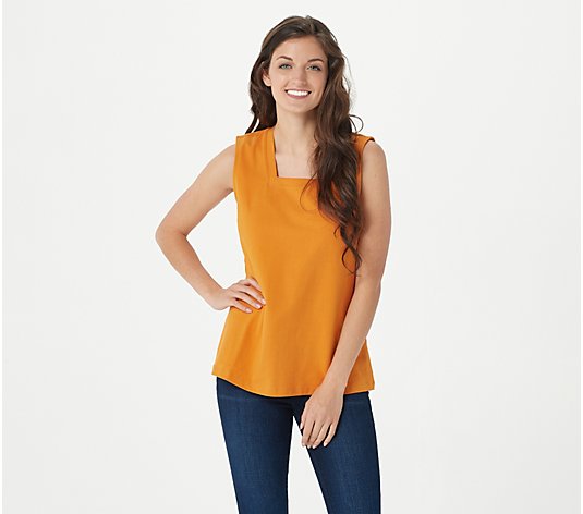 "As Is" Denim & Co. Essentials Square Neck Tank Top