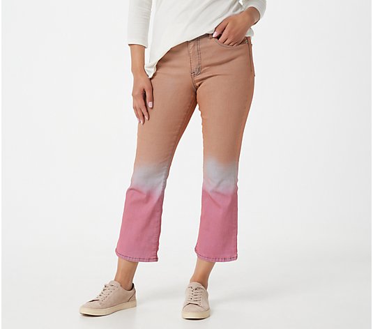 LOGO by Lori Goldstein Regular Ombre Acid Wash Cropped Jeans
