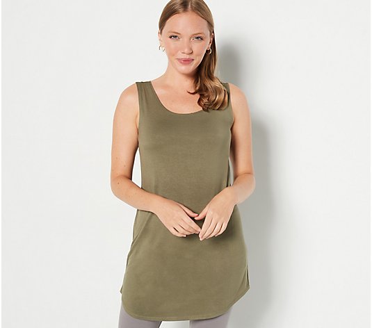 LOGO Layers by Lori Goldstein Rayon Span Top with Curved Hem