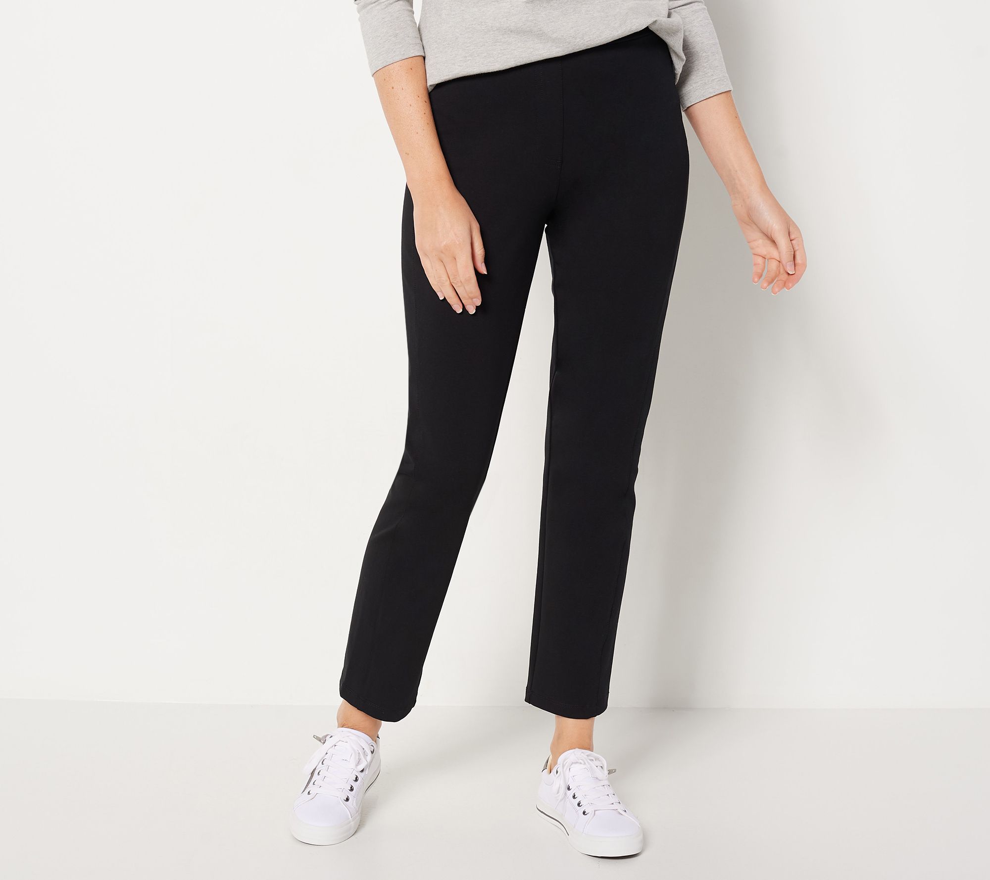 Susan Graver Weekend Petite Premium Stretch Slim- Leg Ankle Pants