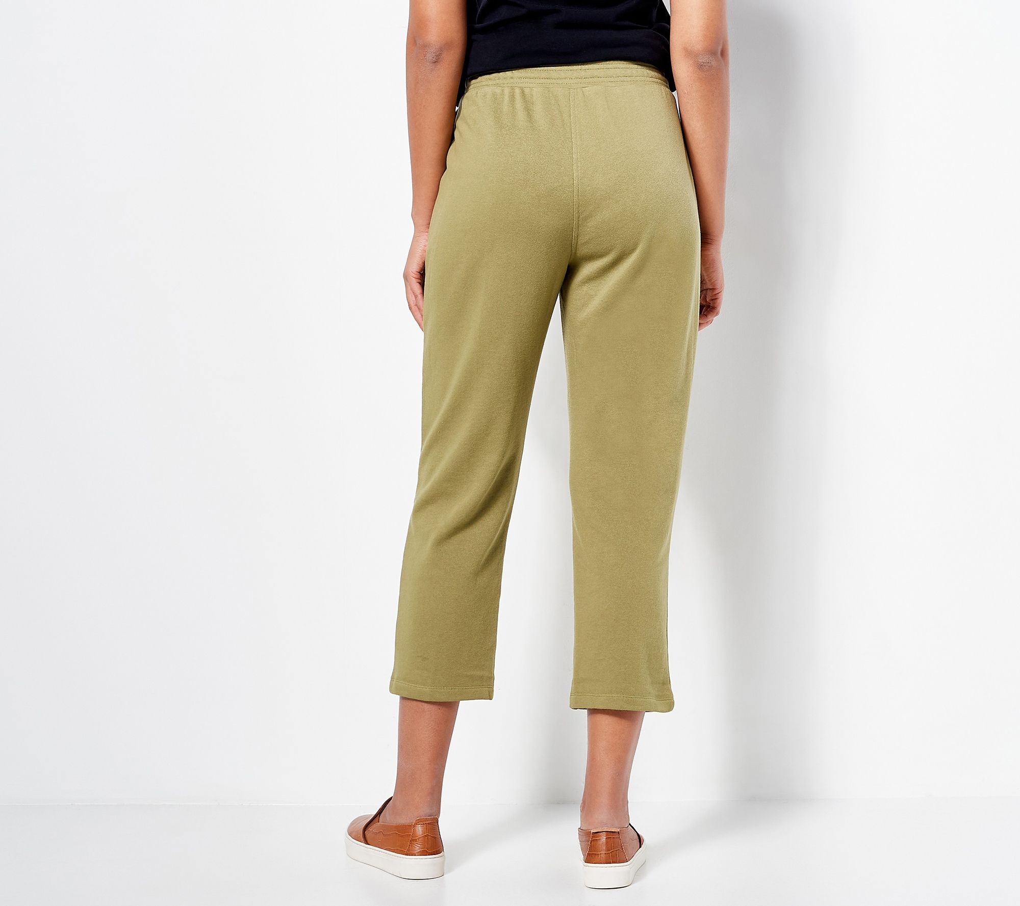 Susan Graver Multiples Petite French Terry Crop Pants - QVC.com