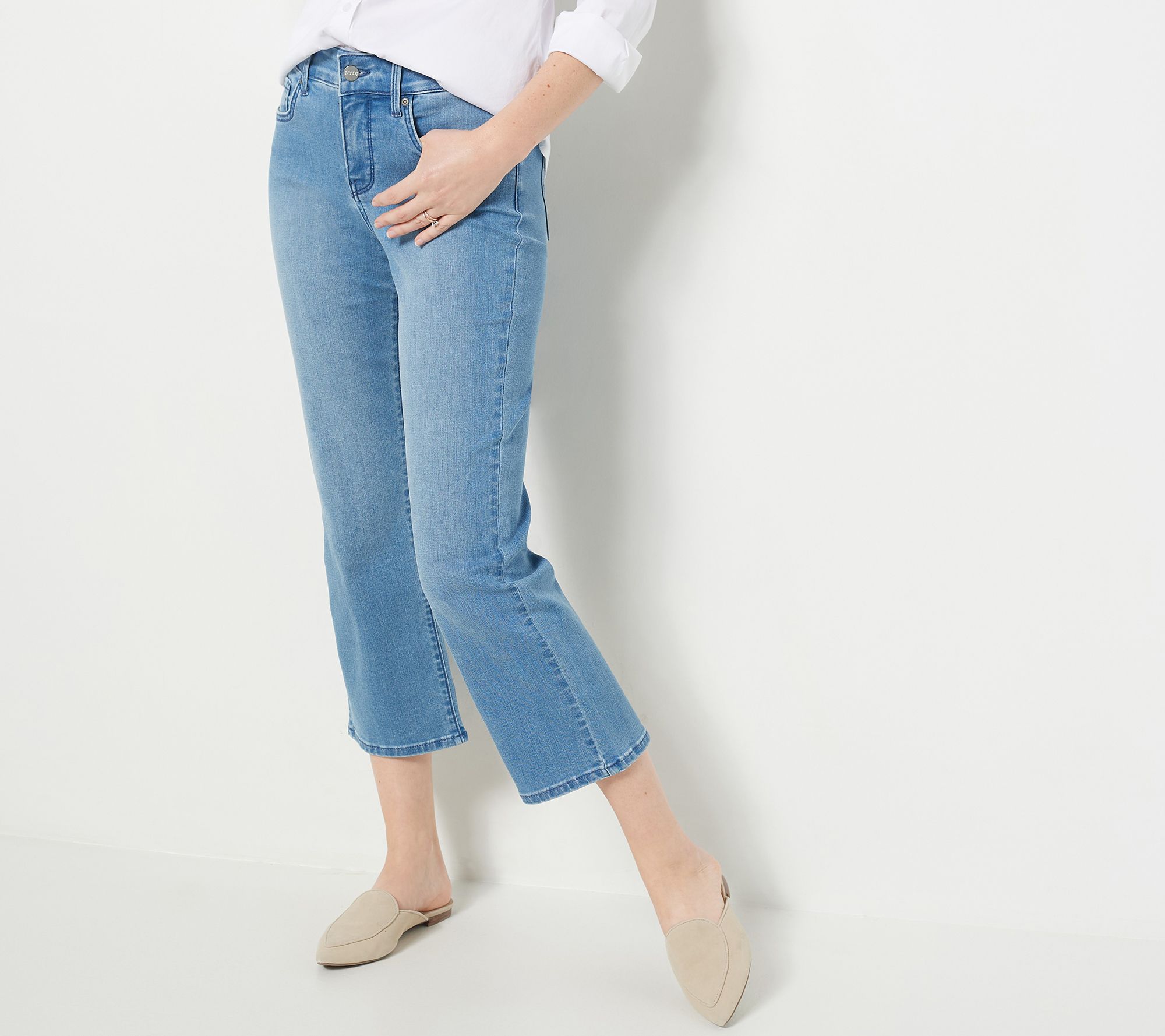 NYDJ Marilyn Straight Crop Jeans in Cool Embrace - Elodie - QVC.com