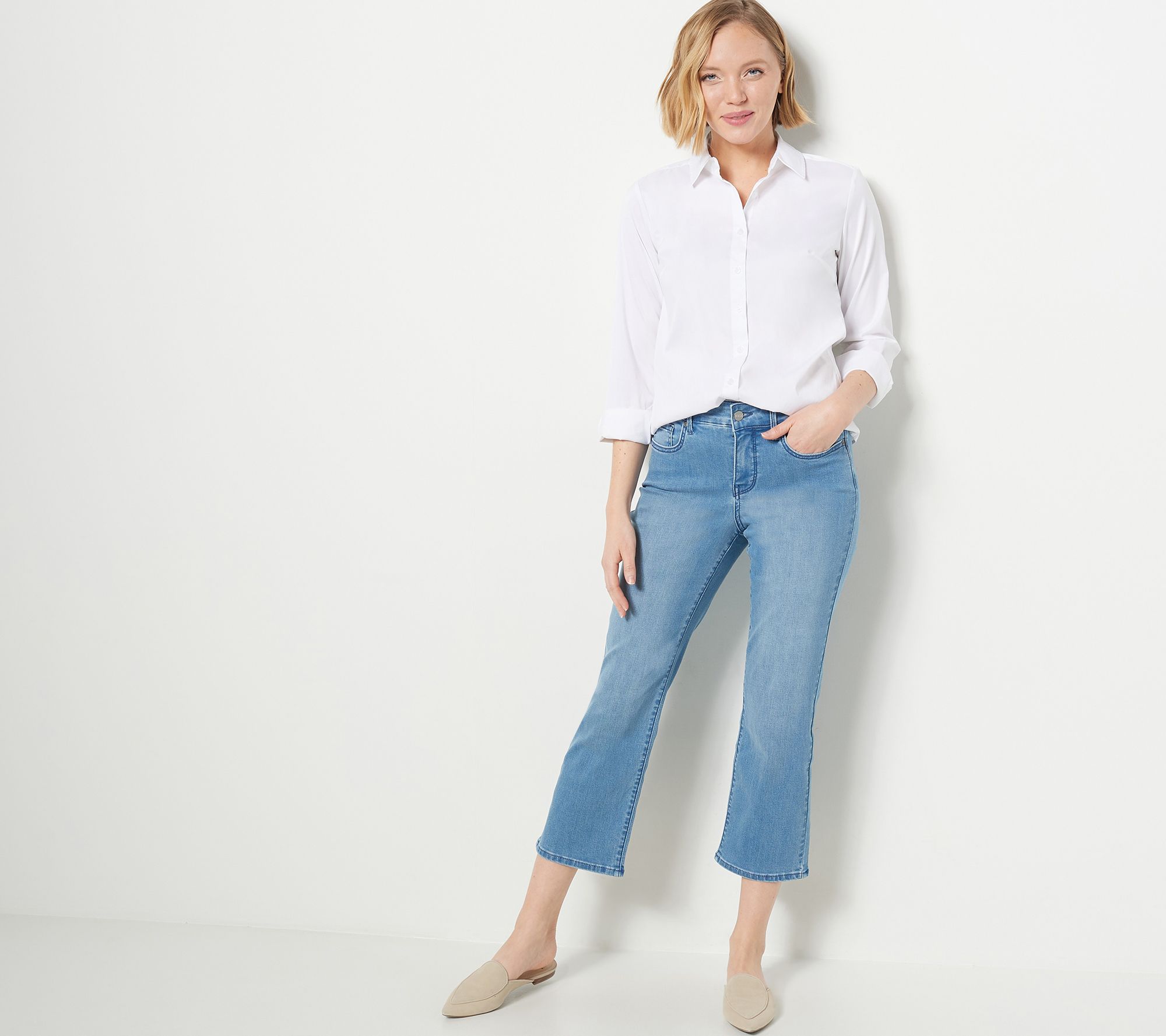 NYDJ Marilyn Straight Crop Jeans in Cool Embrace - Elodie - QVC.com