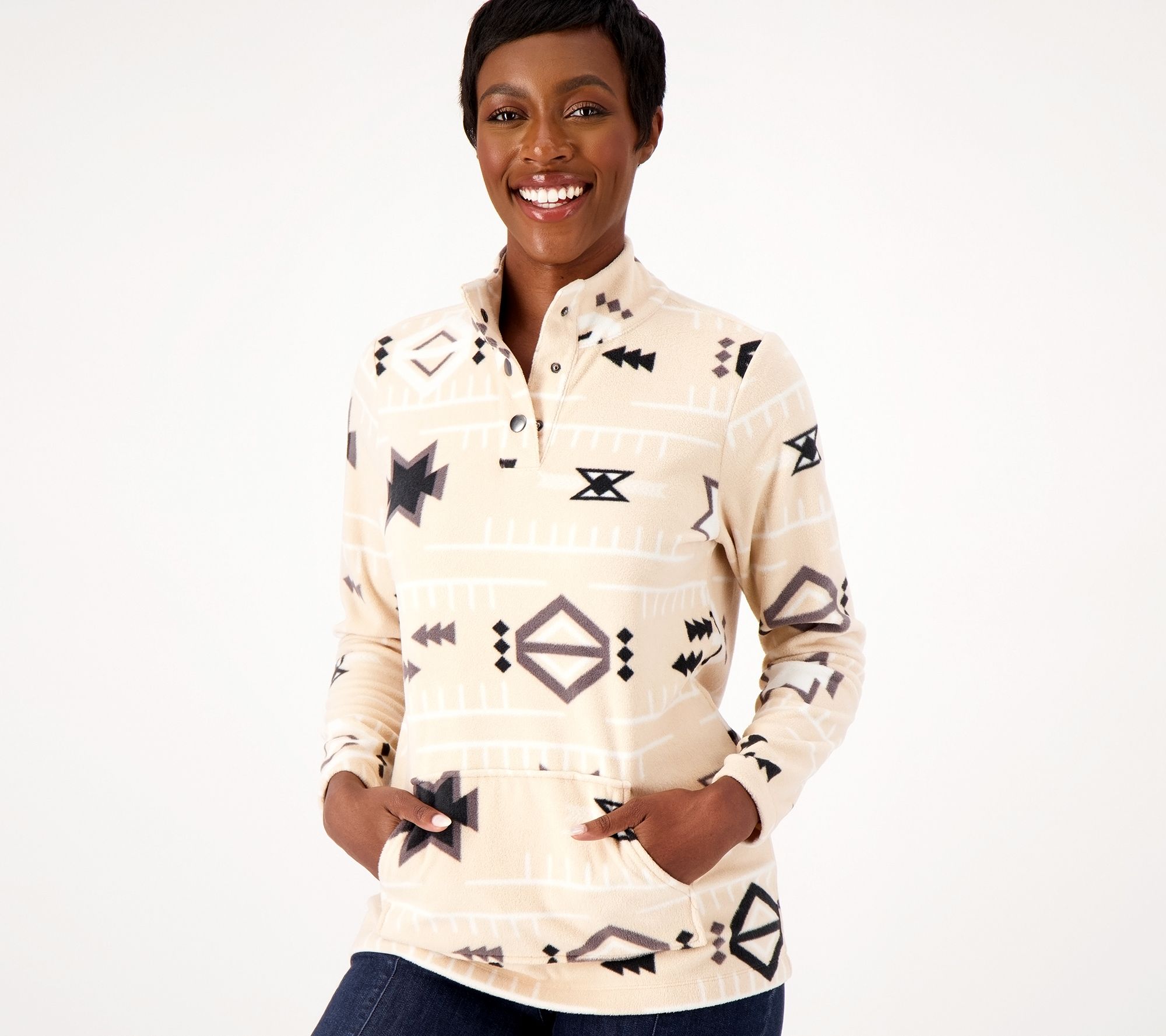 Vera Bradley Womens Snap Collar Fleece Pullover Sweatshirt with Pockets  (Extended Size Range) : : Clothing, Shoes & Accessories