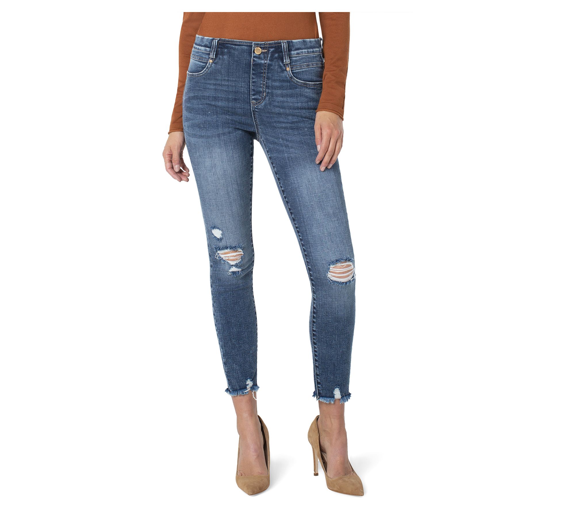 Liverpool Los Angeles Gia Glider Ankle Skinny Fray Hem Jeans - QVC.com