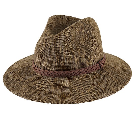 San Diego Hat Co. Knit Fedora w/ Braided Faux Suede Trim