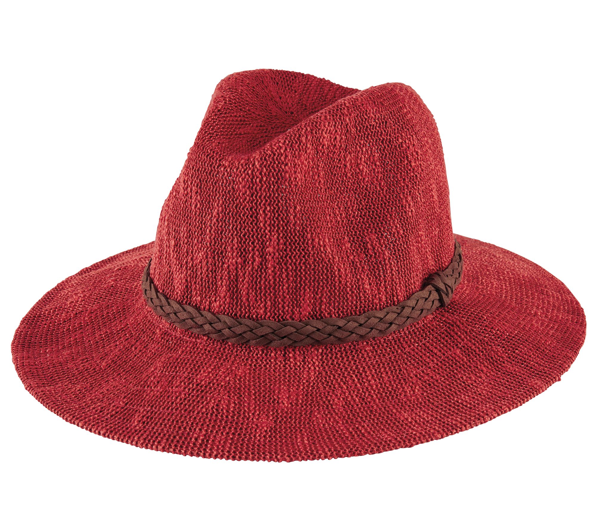 San Diego Hat Co. Knit Fedora w/ Braided Faux Suede Trim