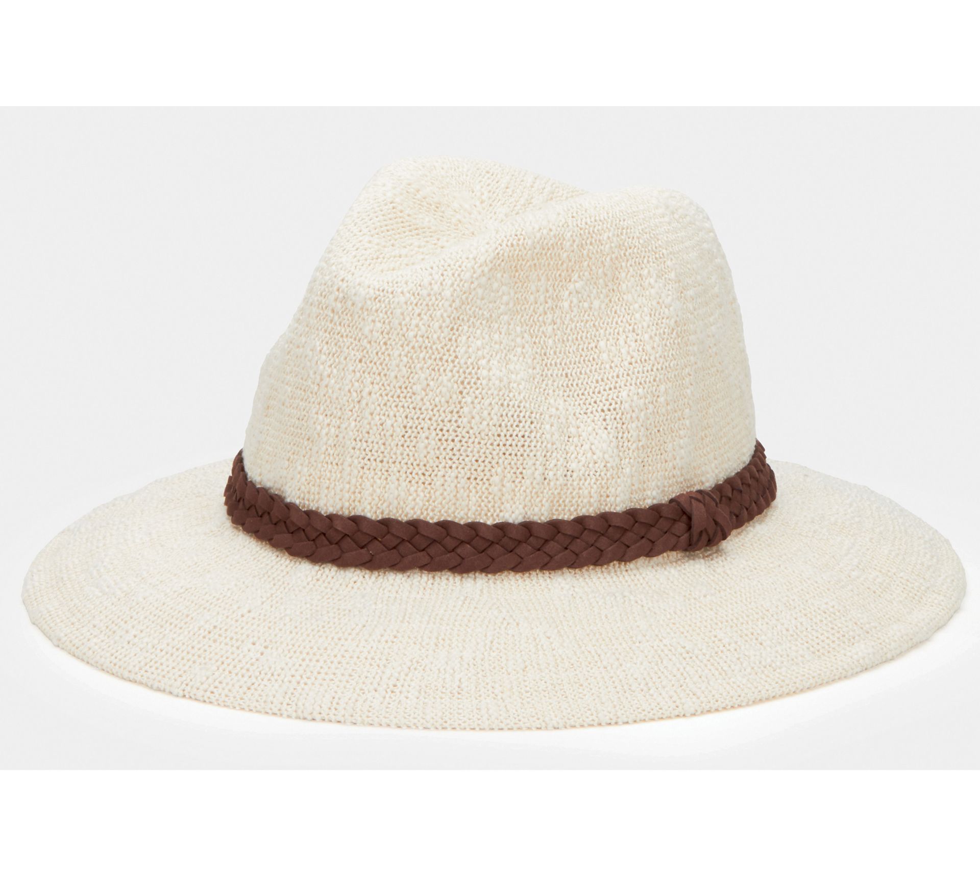 San Diego Hat Co. Knit Fedora w/ Braided Faux Suede Trim