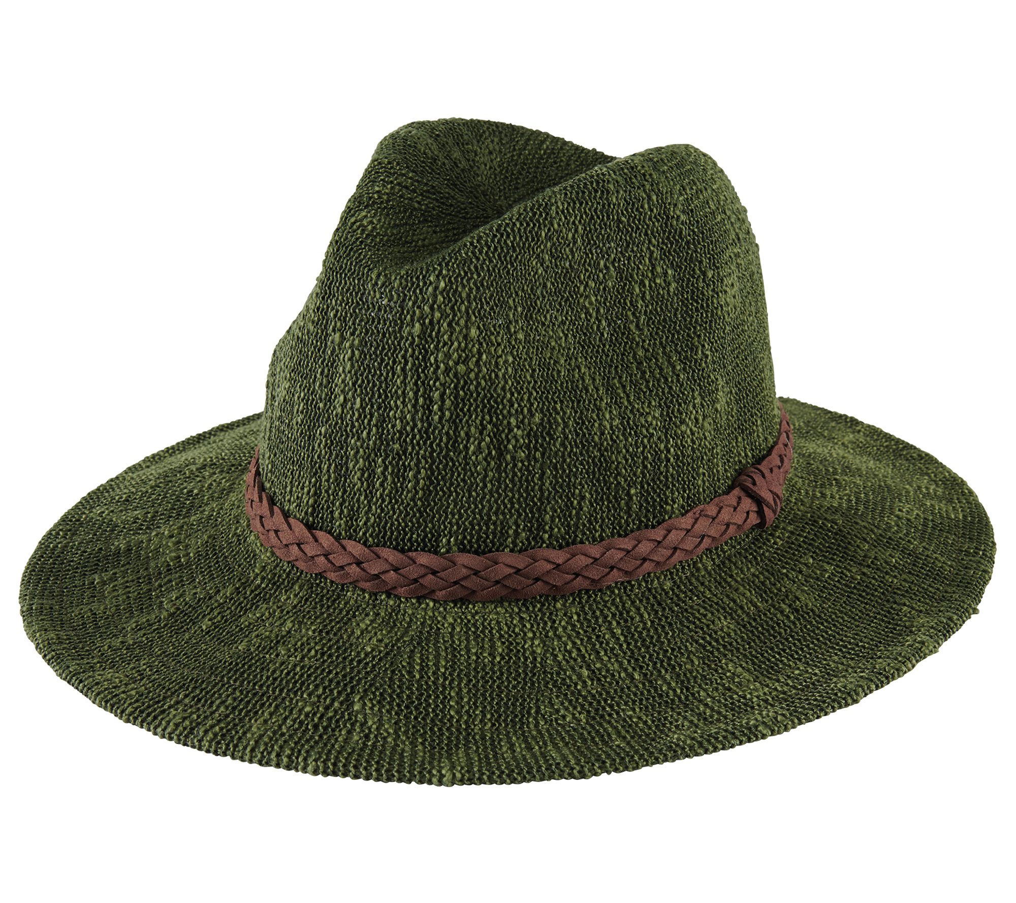 San Diego Hat Co. Knit Fedora w/ Braided Faux Suede Trim