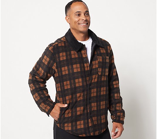 As Is Cuddl Duds Men's Bonded Fleece with Sherpa Shirt Jacket 