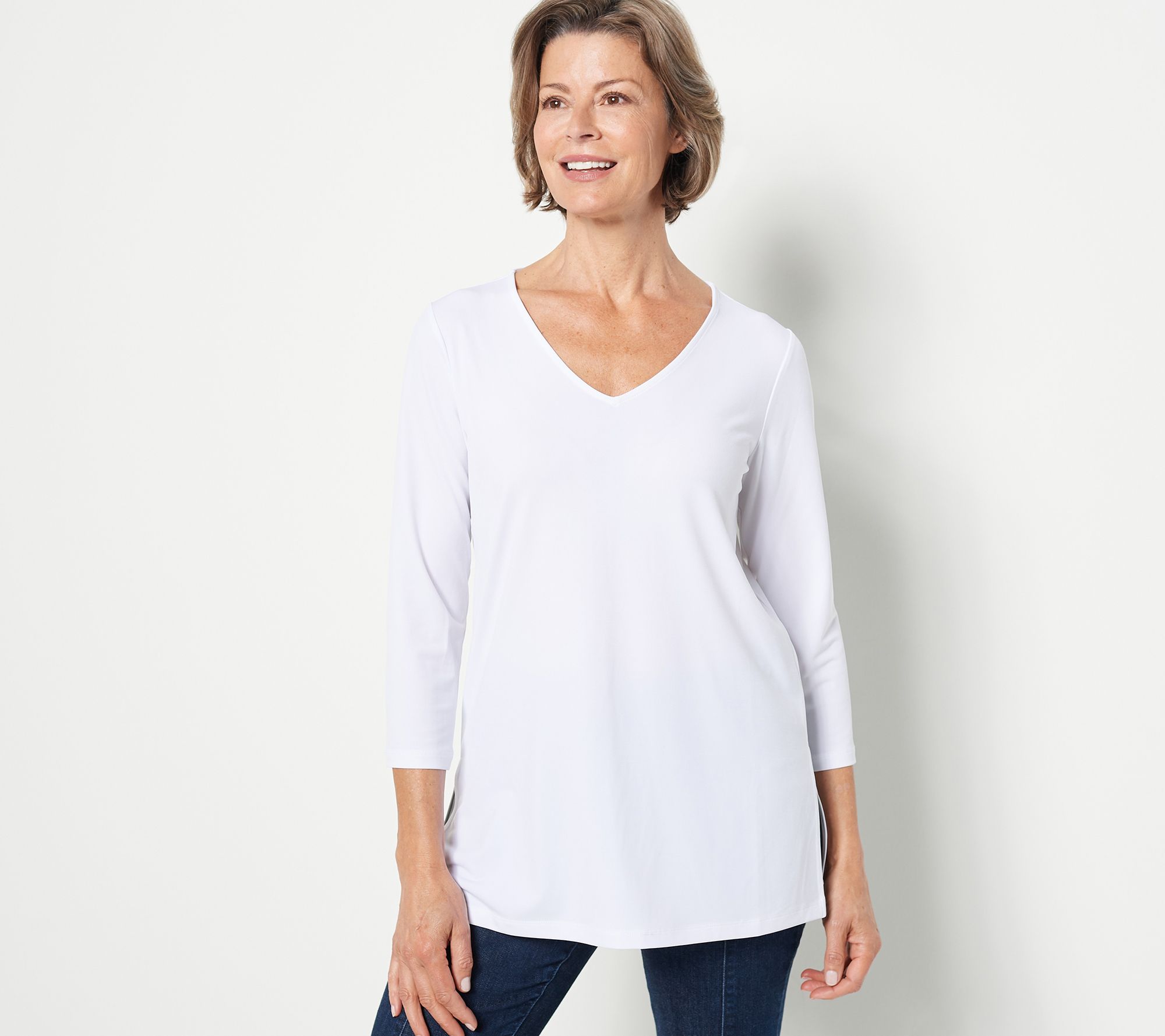 "As Is" Susan Graver Modern Essentials Petite Liquid Knit Tunic