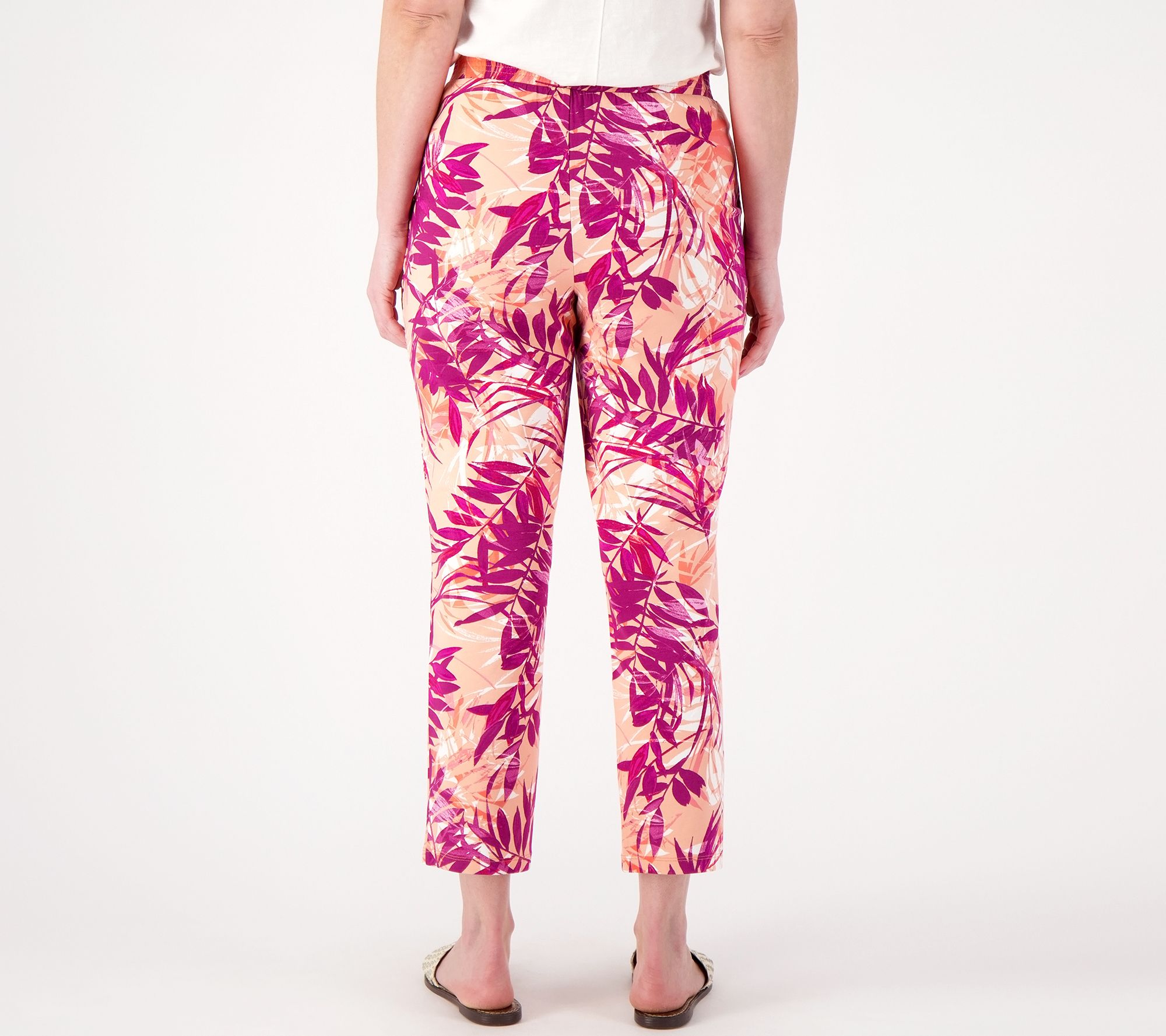 "As Is" Denim & Co. By the Beach Printed Beach Jersey Straight Pants