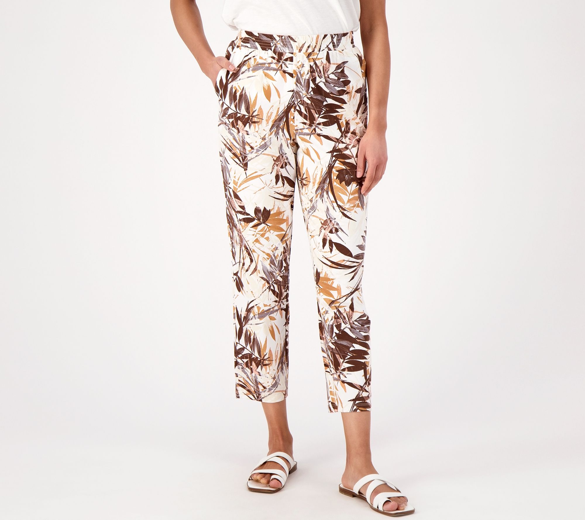 "As Is" Denim & Co. By the Beach Printed Beach Jersey Straight Pants