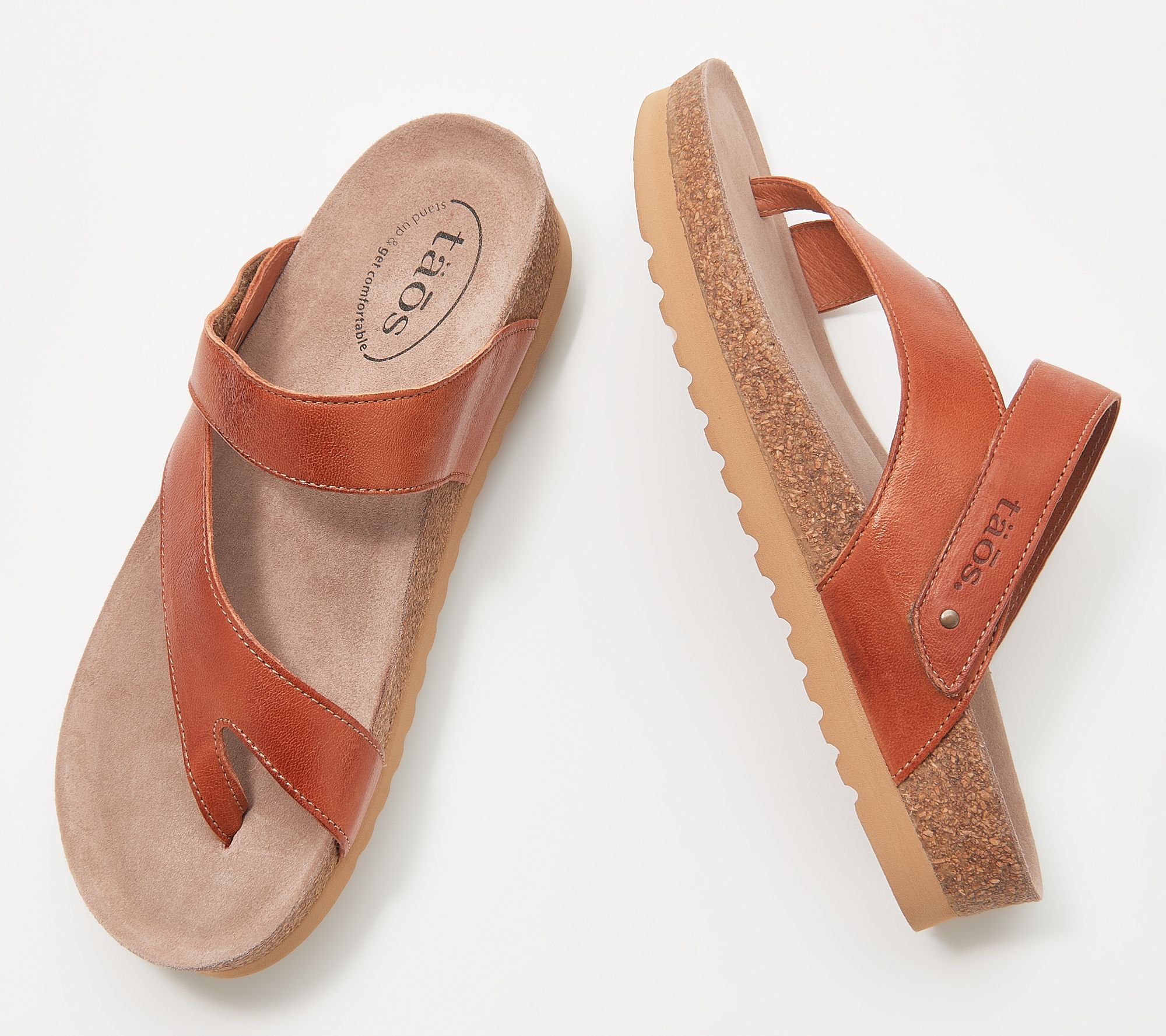 As Is Taos Leather Toe Loop Slide Sandals- Lola