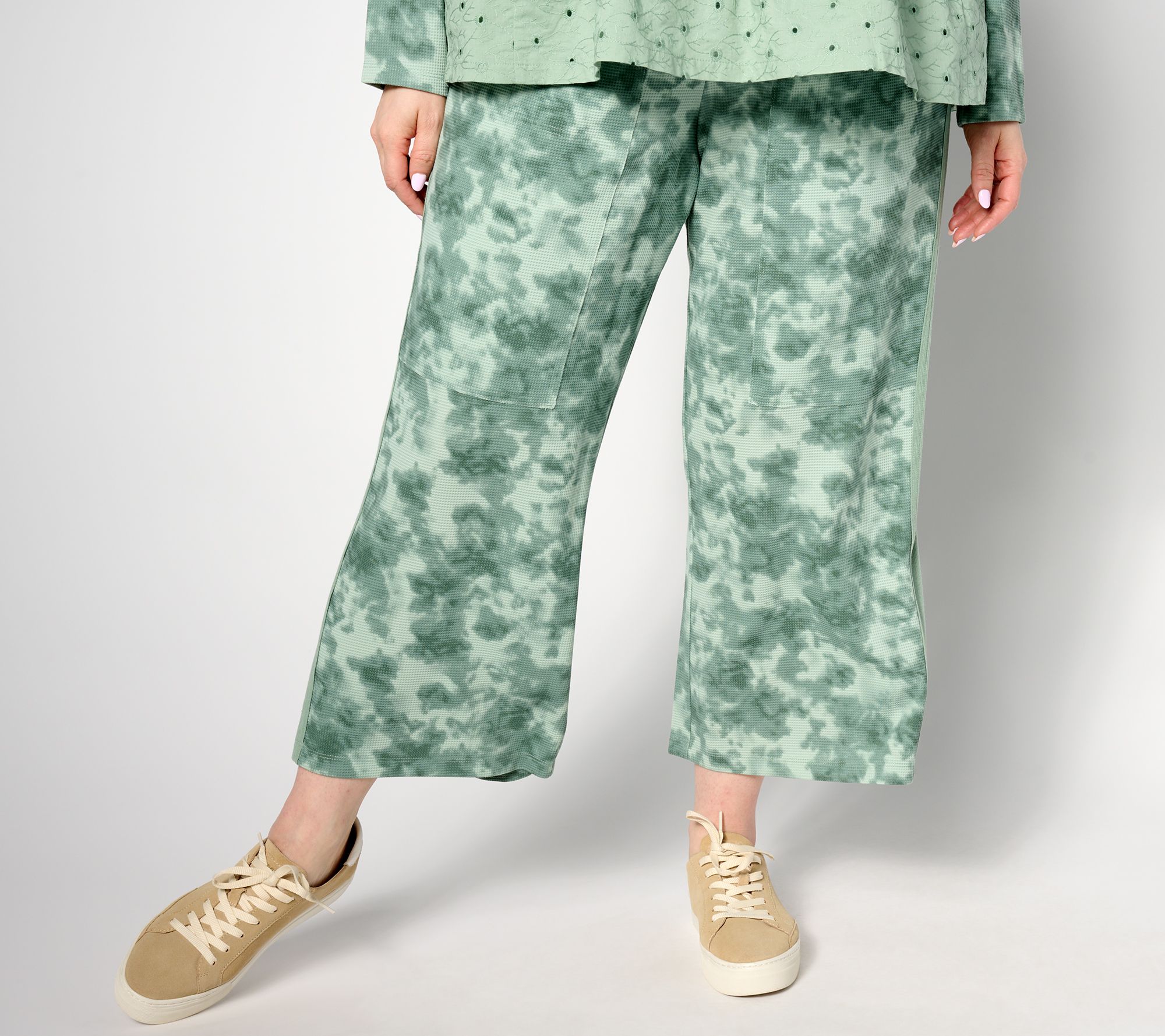 LOGO Life by Lori Goldstein Regular Waffle Knit Wide Leg Pant