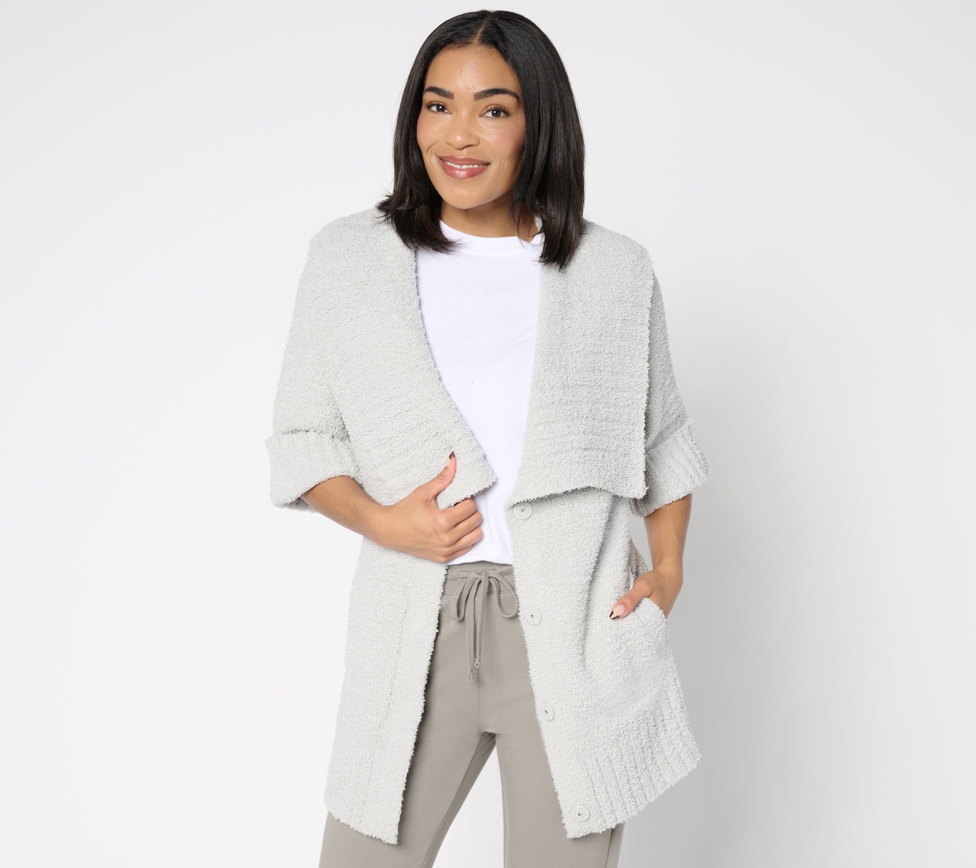 Barefoot Dreams CozyTwist Short Sleeve Sweater Coat