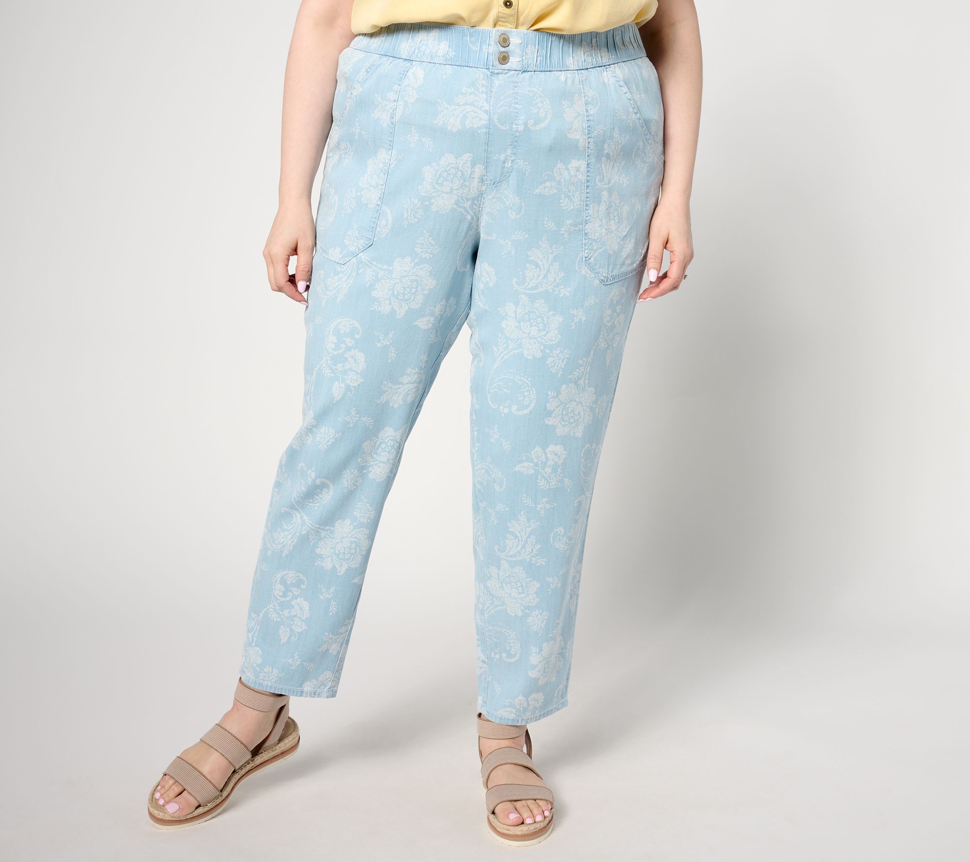 AnyBody Petite Drapey Denim Pull-On Pants