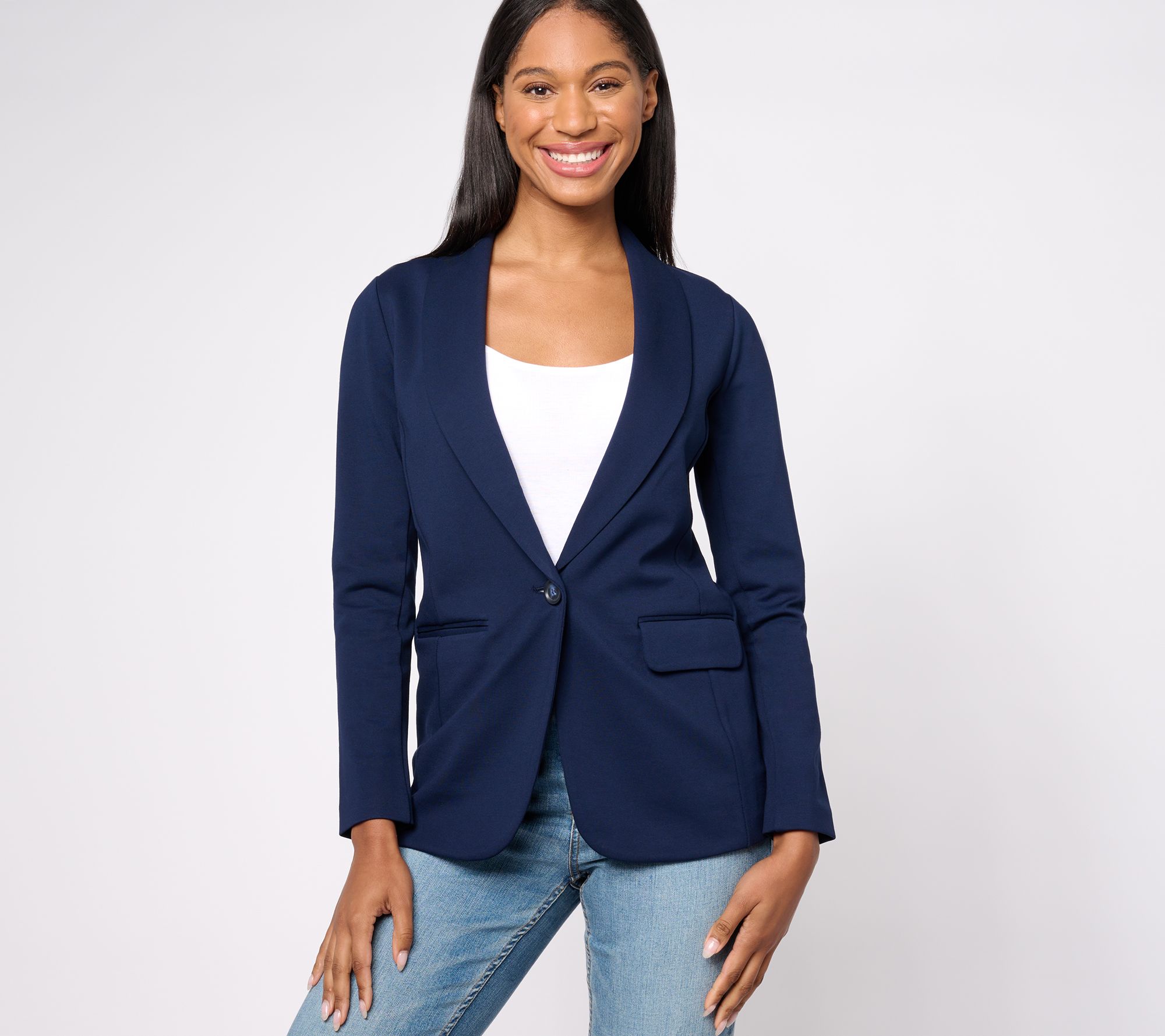 "As Is"Tailored by Susan Graver Regular Smart Ponte Knit Blazer