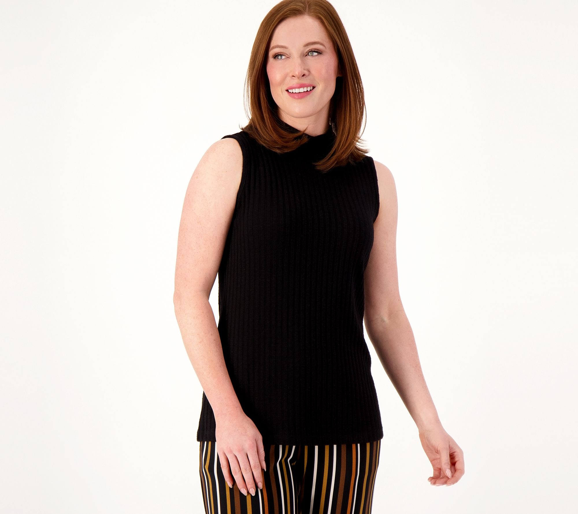 "As Is" Susan Graver Modern Essentials Rib Knit Sleeveless Mock-Neck Top